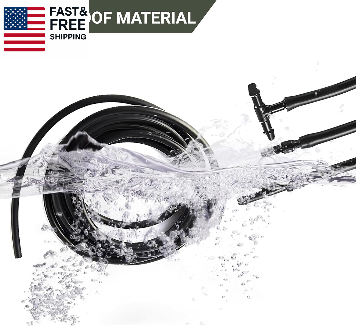 Windshield Washer Hose Kit, 5M Washer Fluid Hose with 12 Pcs Connectors, 2 Fan N