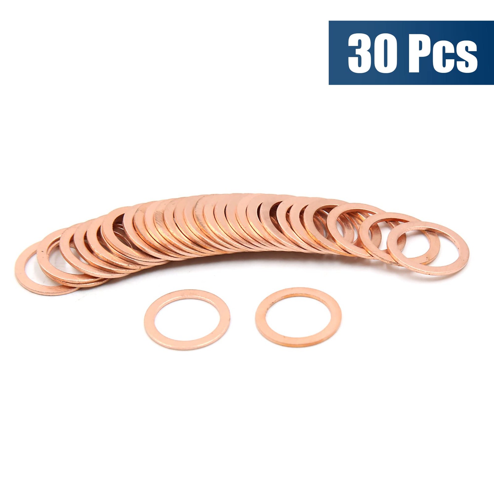 Copper Crush Washers Car Engine Flat Sealing Gaskets Rings M15 20mm 30 PCS