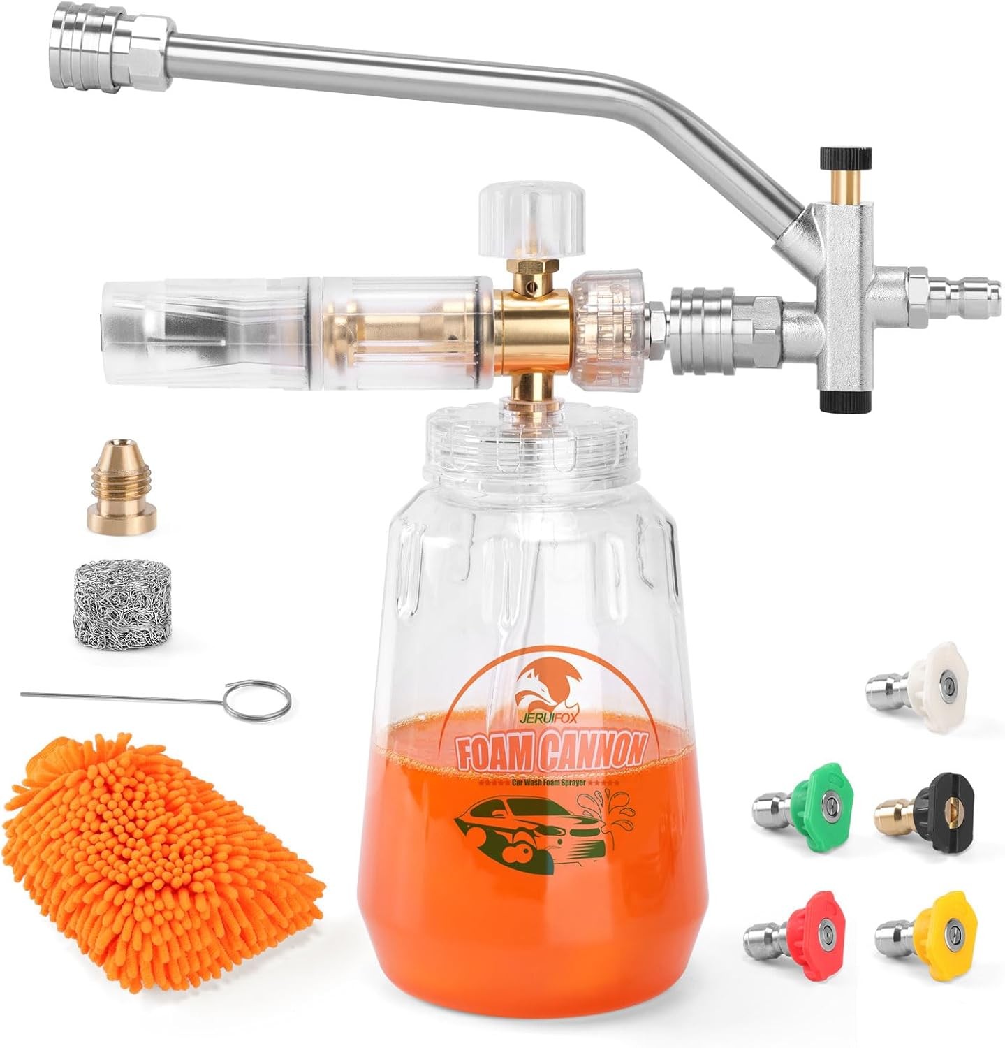 Fast Shipping Foam Cannon for Pressure Washer Snow Foam Lance 1/4″ + 5 Nozzles
