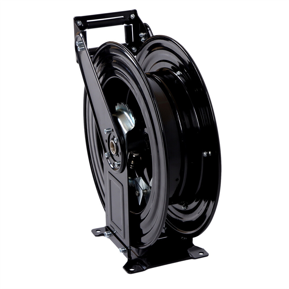 50FT x 3/8″ Heavy Duty Steel Power Washer Hose Reel Dual Arm Auto-Retractable