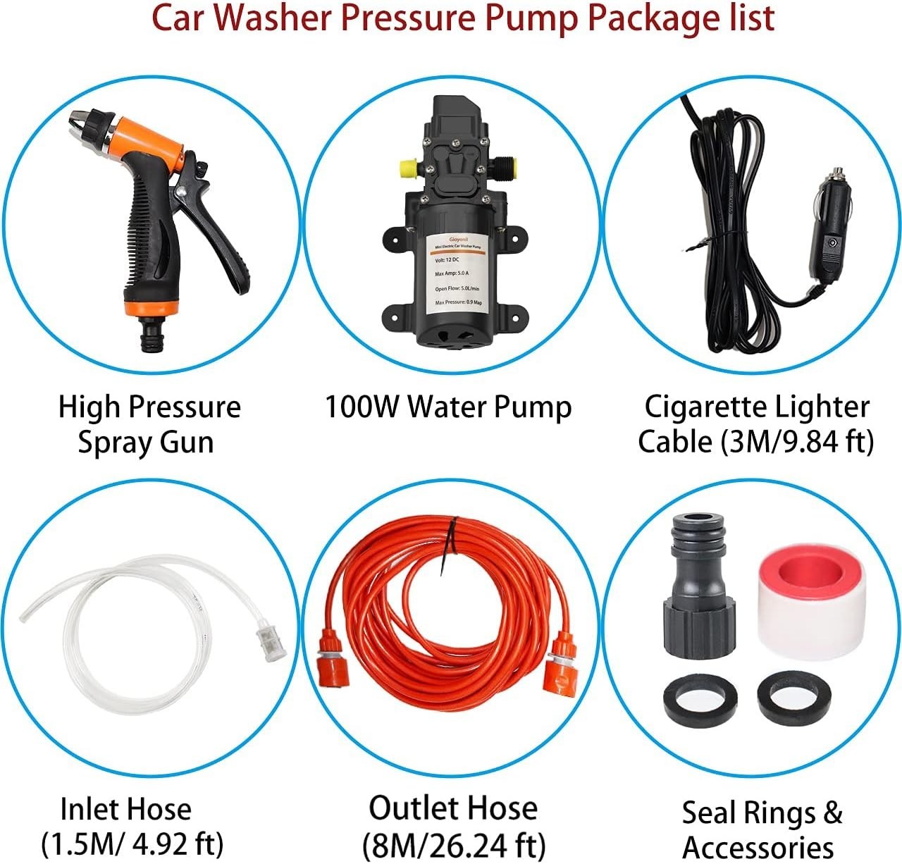12V Electric Pressure Washer Pump Kit – Portable 100W Car Cleaning Solution