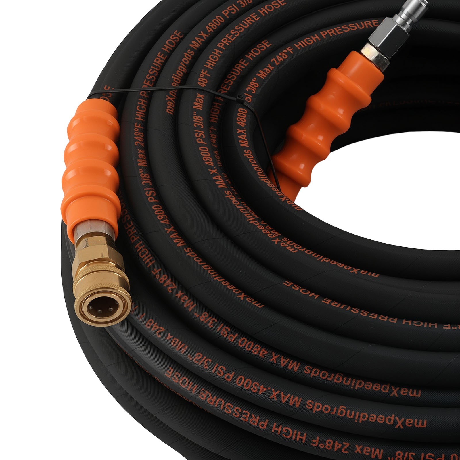 150FT Pressure Washer Hose 4800PSI Steel Wire Braid With 3/8″ M22-14mm Adapter
