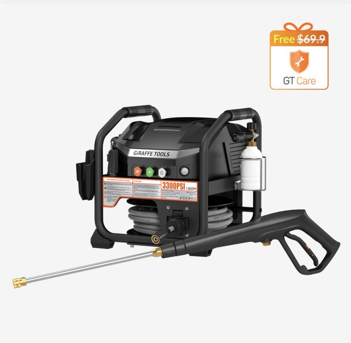 Crossfalls Retractable Pressure Washer Max, 3000PSI, 1.45GPM, 1800W Induction Mo