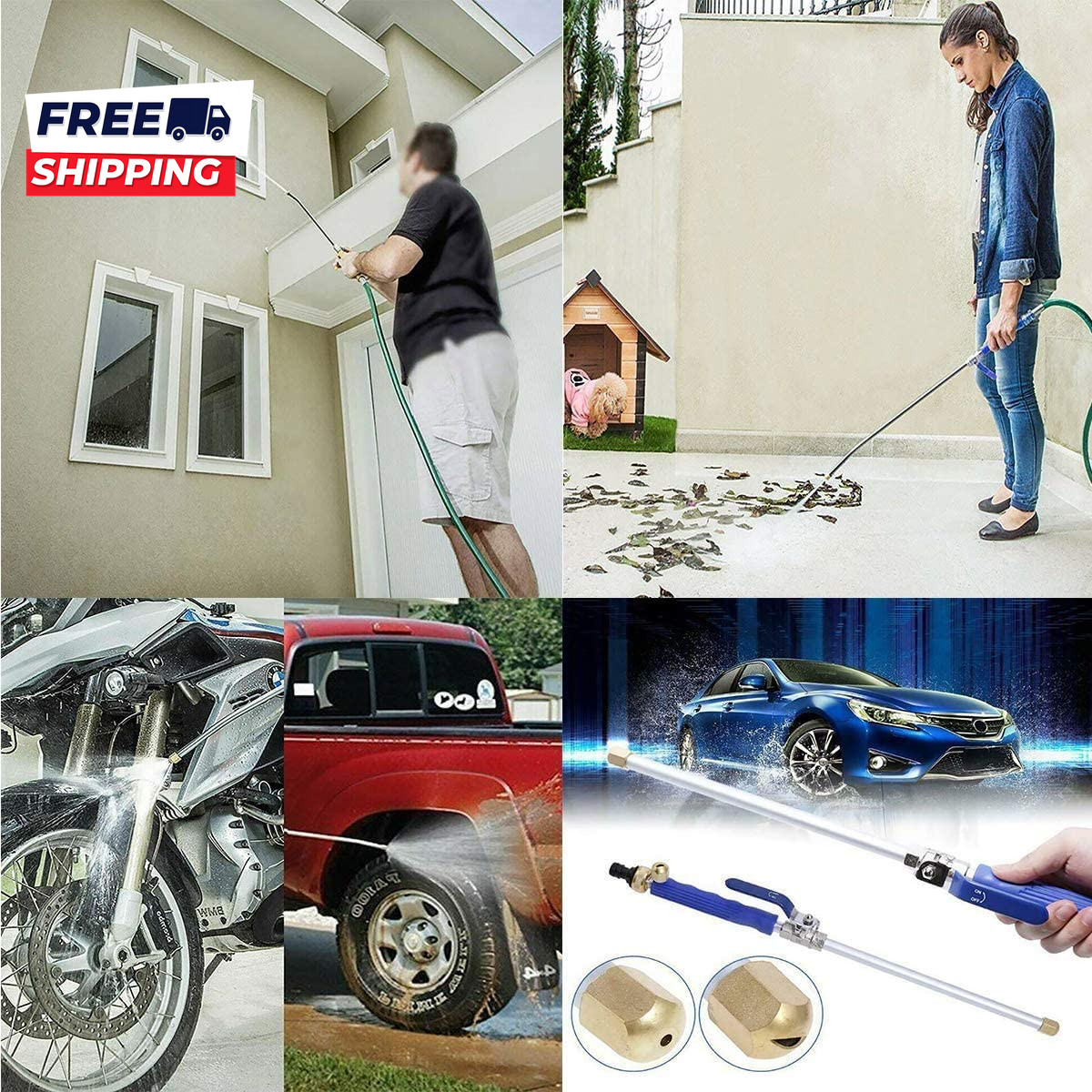 High Pressure Power Washer Attachment Wand Hydro Jet Water Hose Nozzle