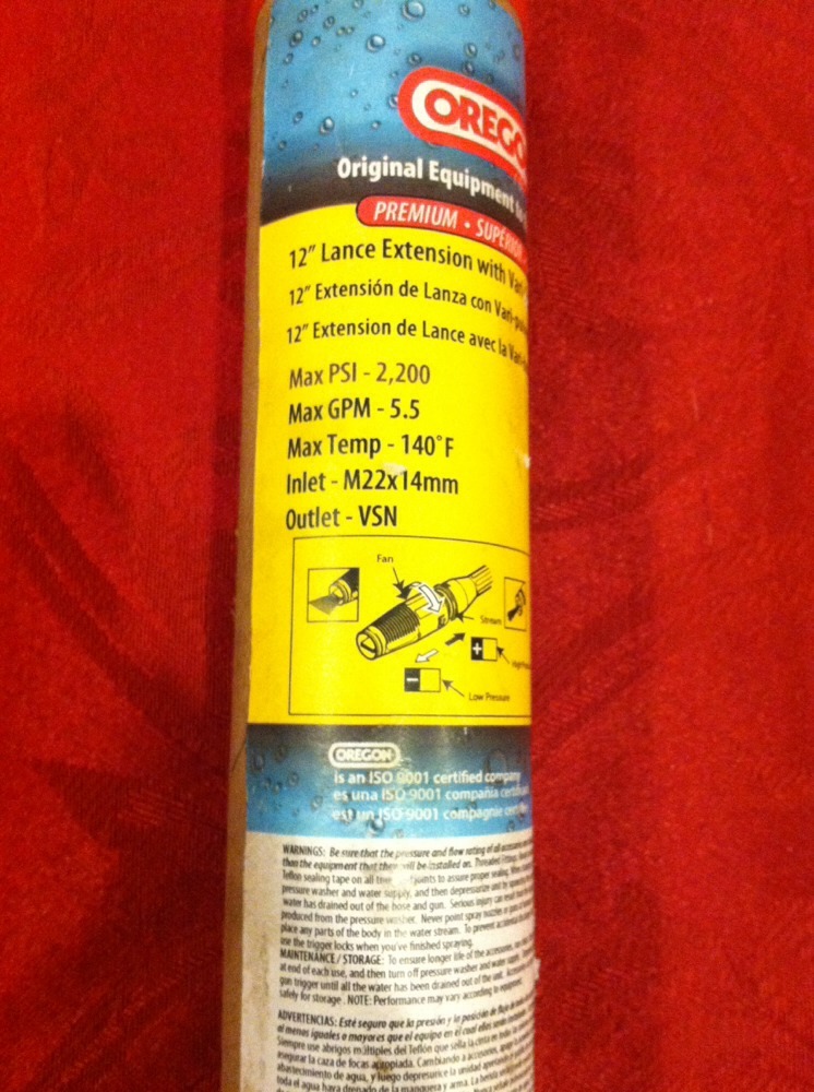 Oregon 12″ Lance Extension W/Vari-Spray Nozzle 37-044 For Pressure Washer