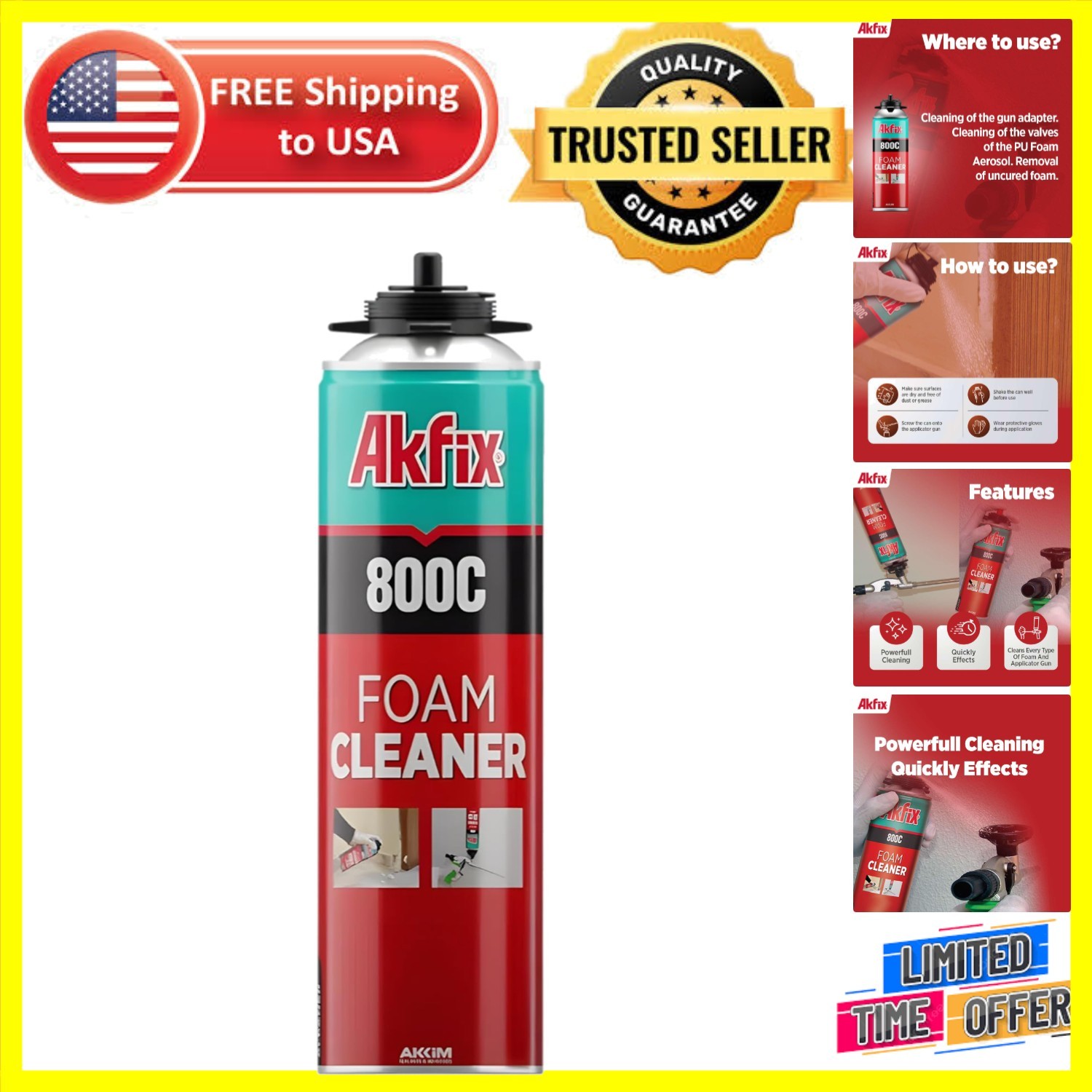 Eco-Friendly 800C Foam Gun Cleaner – 16.9 oz Sealant Remover for Easy Clean-Up