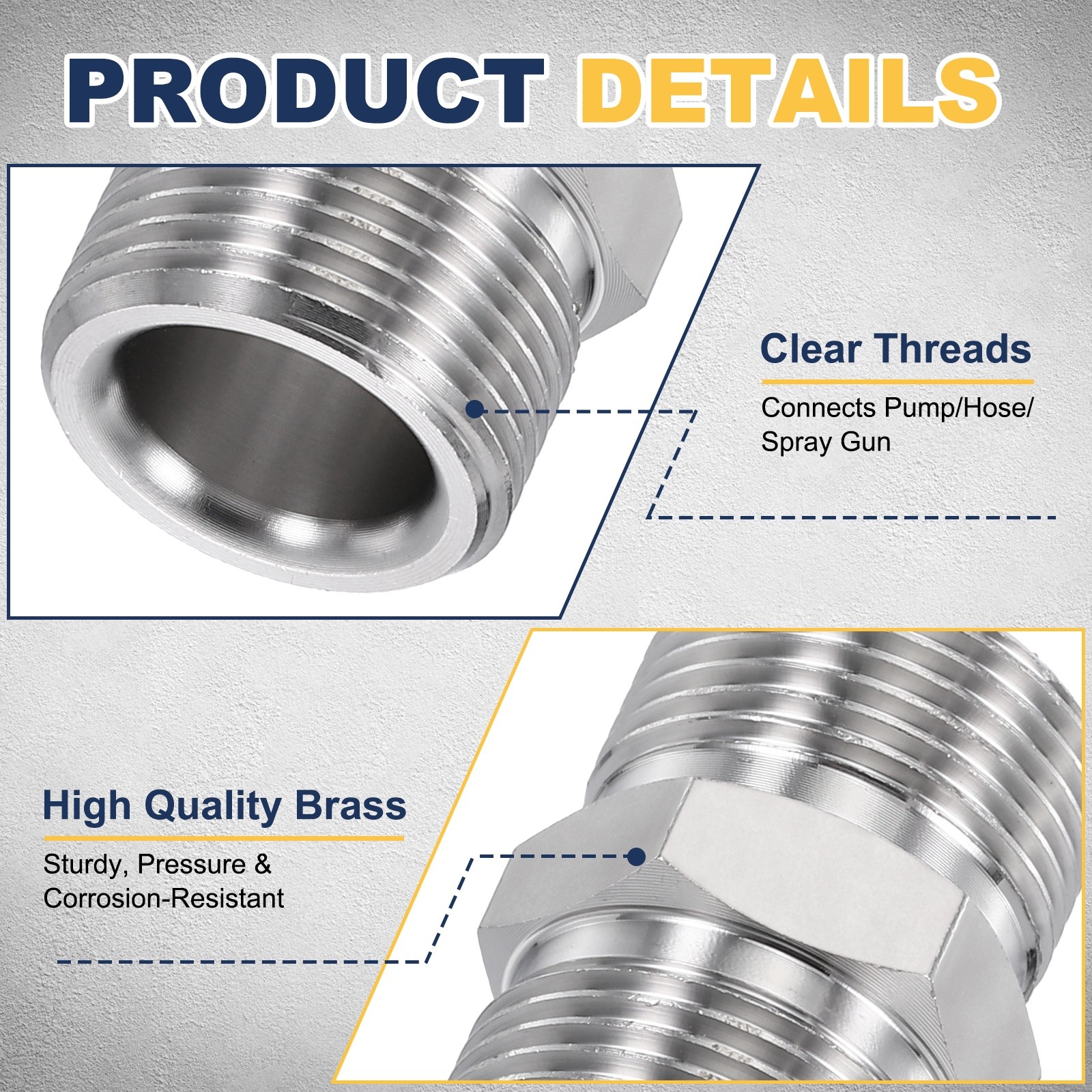 M22 14mm Male to M22 14mm Male Steel Fittings Pressure Washer Adapter with Tape