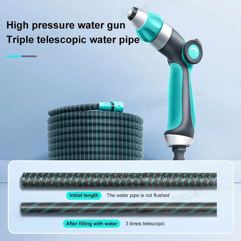 Car Wash Water Gun Sprayer Telescopic Hose High Pressure Car Washers 3 Modes Adj