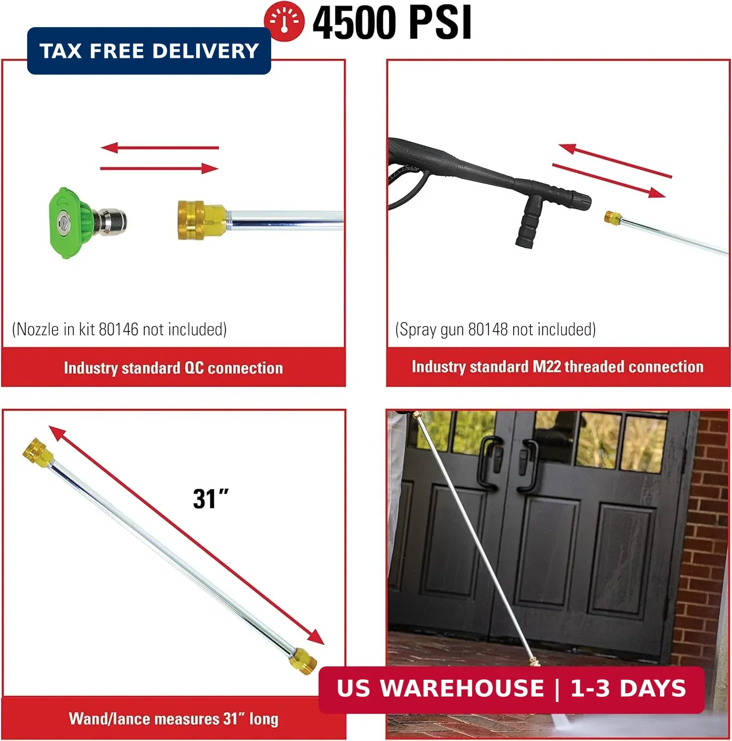Simpson Cleaning 80479 Universal 31-Inch Pressure Washer Wand for Cold Water Use