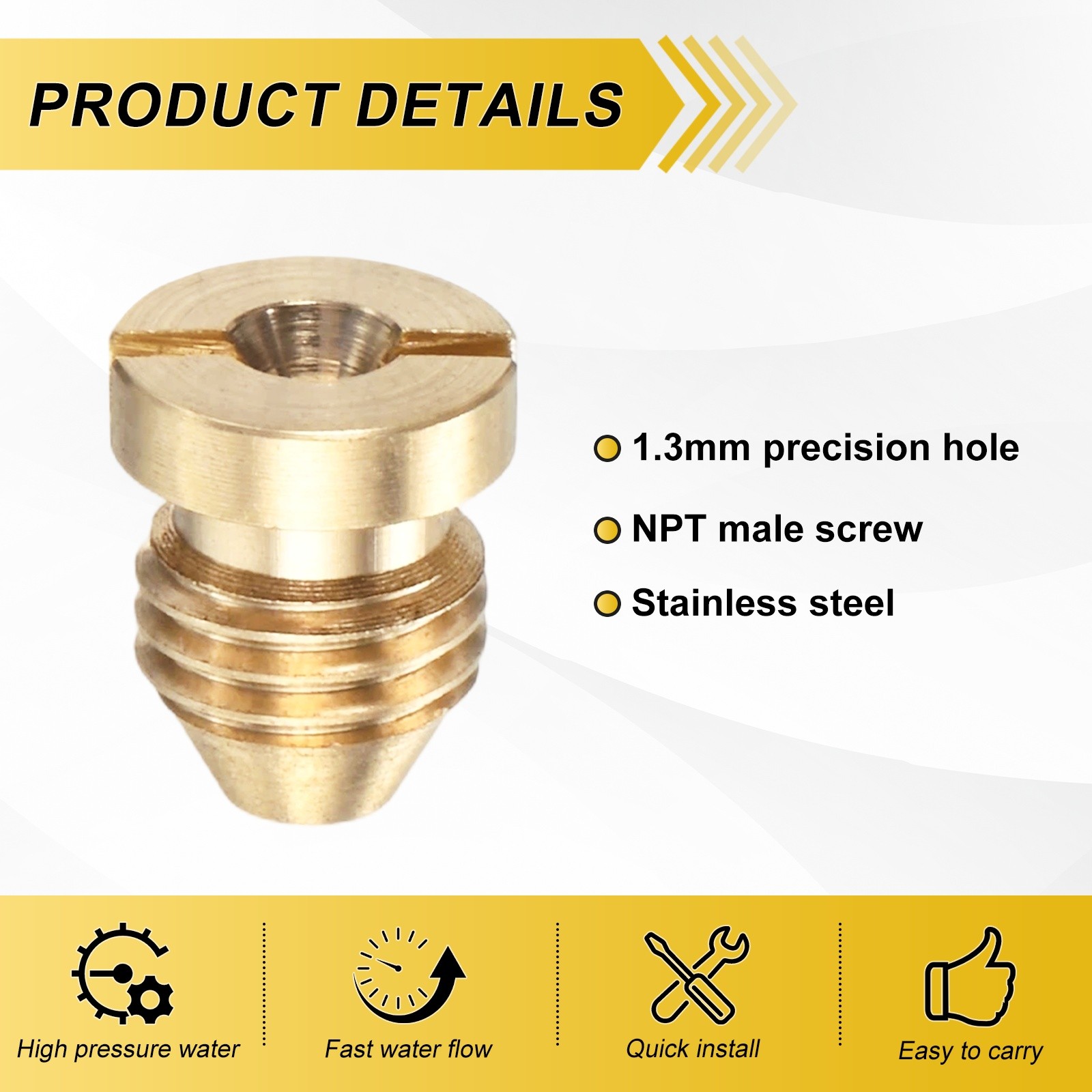3-Pack Foam mm Brass 1.3 Cannon Orifice Nozzle Tips Washer Replacement Nozzles