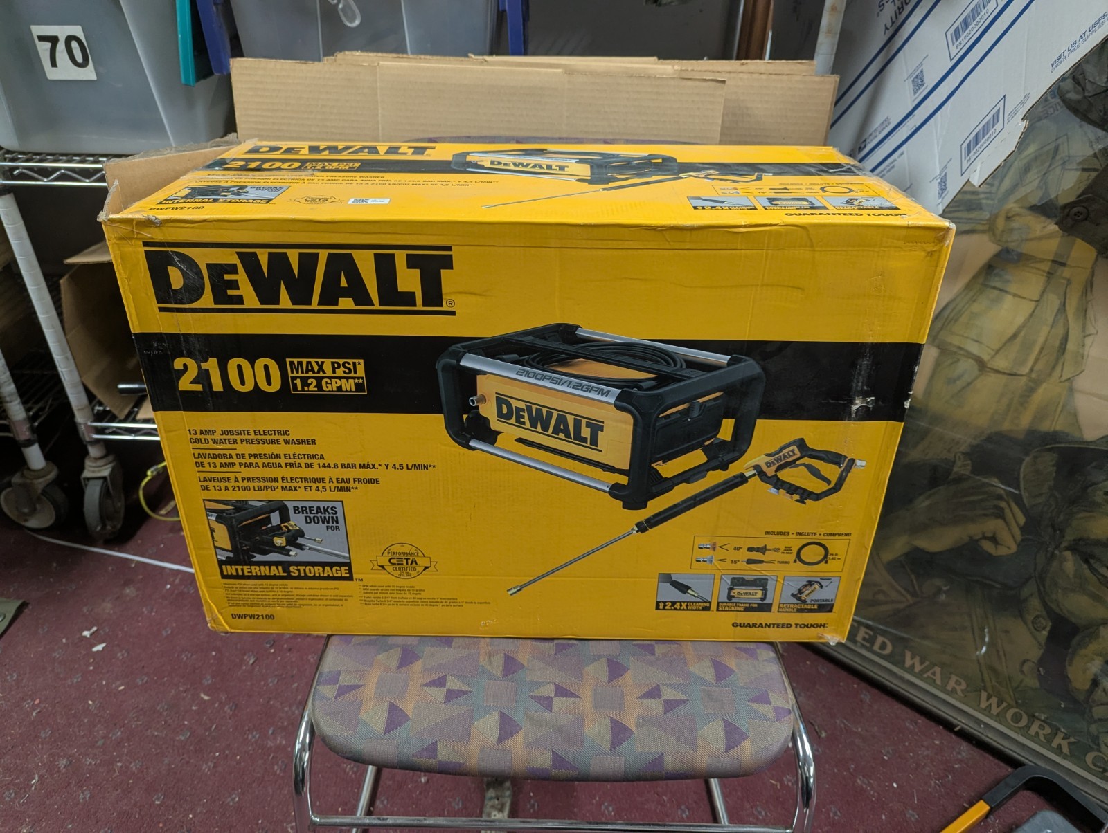 DeWALT (DWPW2100) 2100 PSI 1.2 GPM 13 Amp Pressure Washer Open Box Never Used!