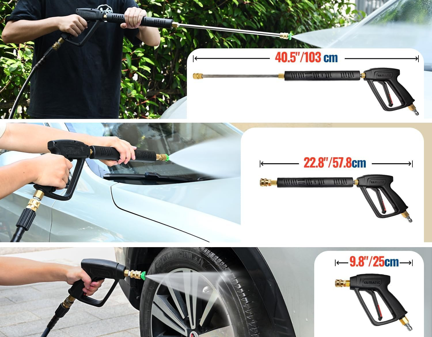 YAMATIC Pressure Washer Gun and Hose Kit, 25 FT Kink Resistant Power Washer Hose