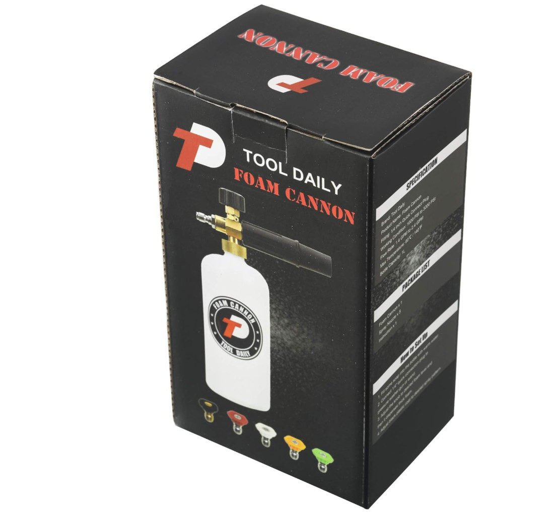 Tool Daily Foam Cannon with 1/4 Inch Quick Connector, 1 Liter, 5 Pressure Washer
