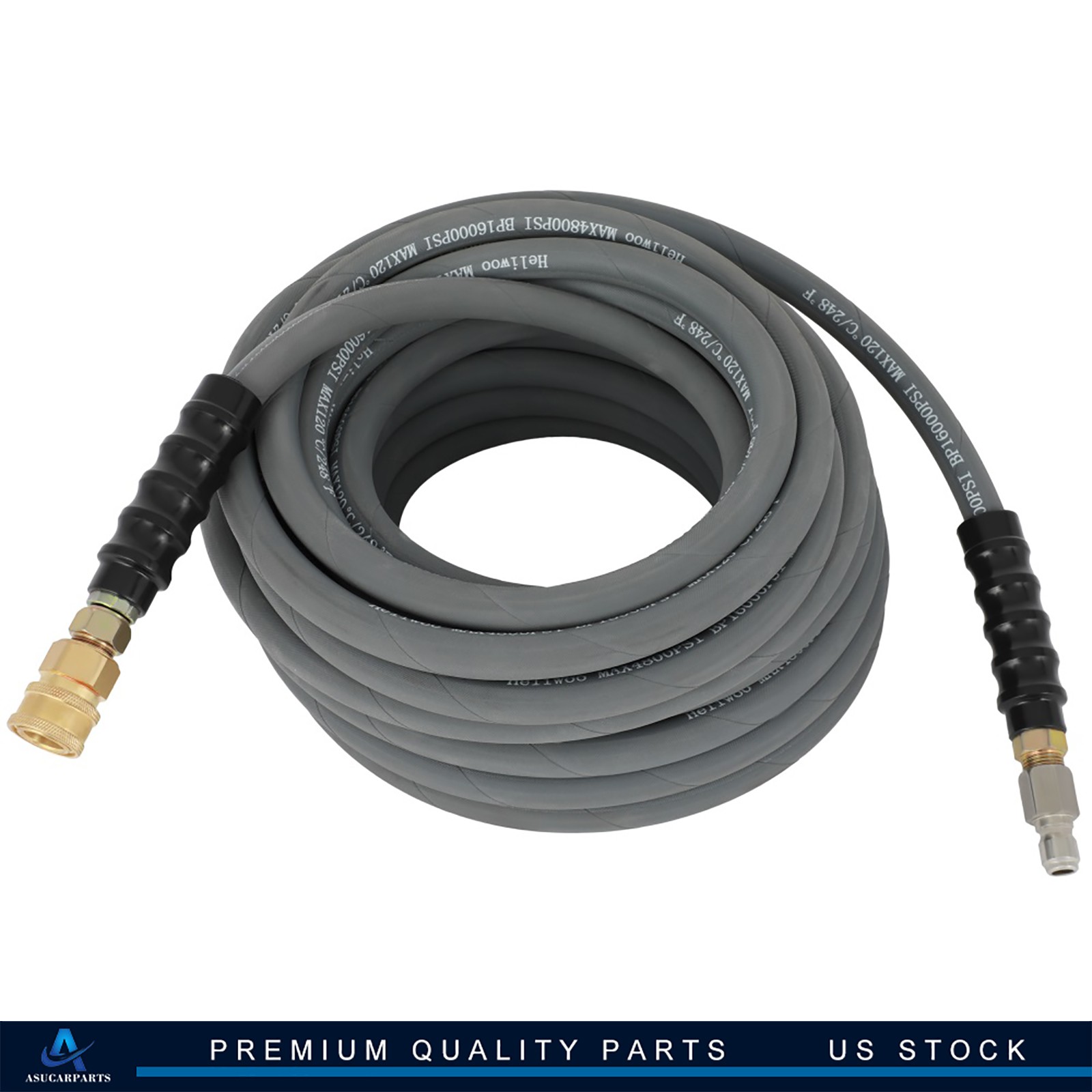 ✅50′ Pressure Washer Hose – 4000PSI 50ft Length Gray With Couplers