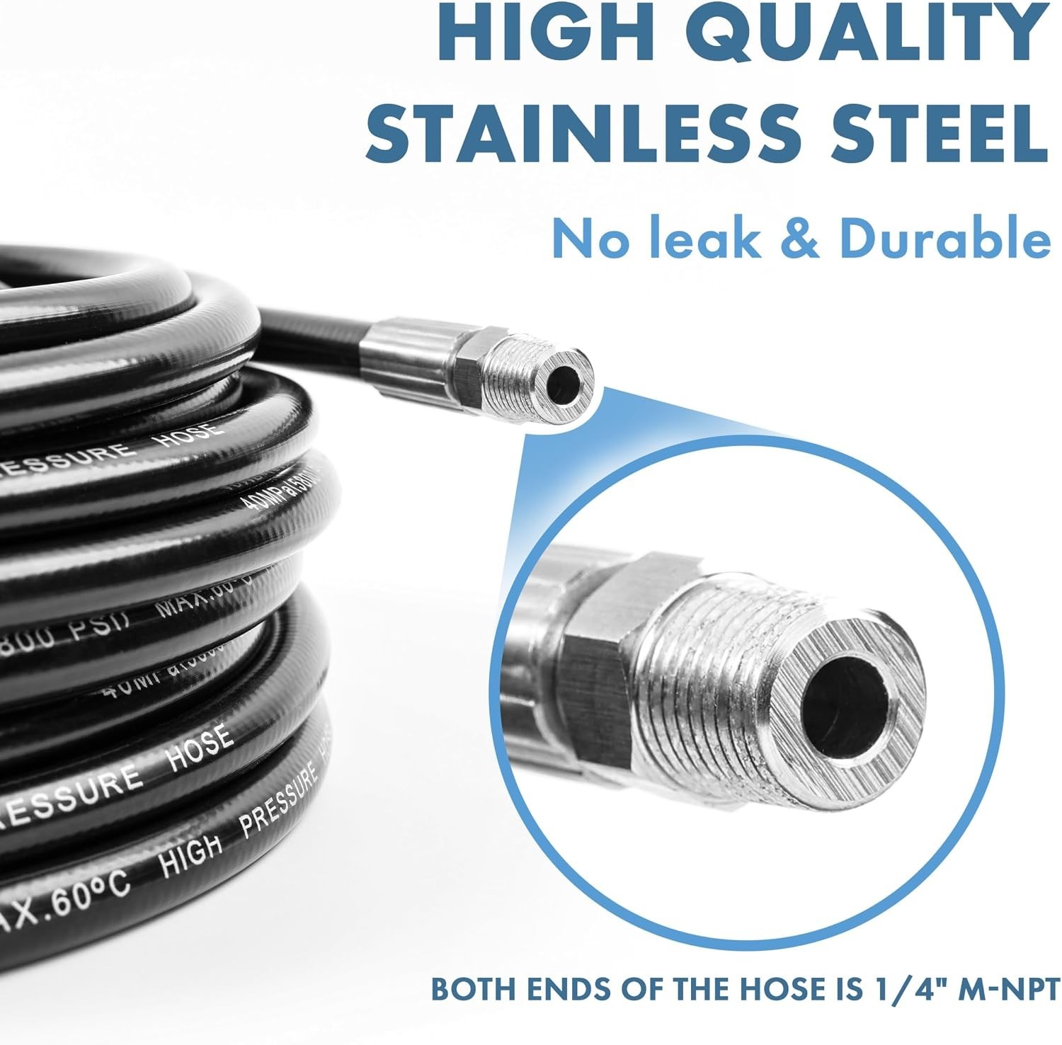 Versatile 50FT Pressure Washer Hose with 3 Jet Nozzles – 5800 PSI Strength
