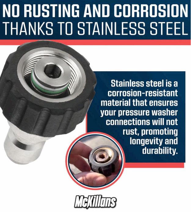 McKillans M22-14mm Pressure Washer Quick Connect Kit 3/8″ Stainless