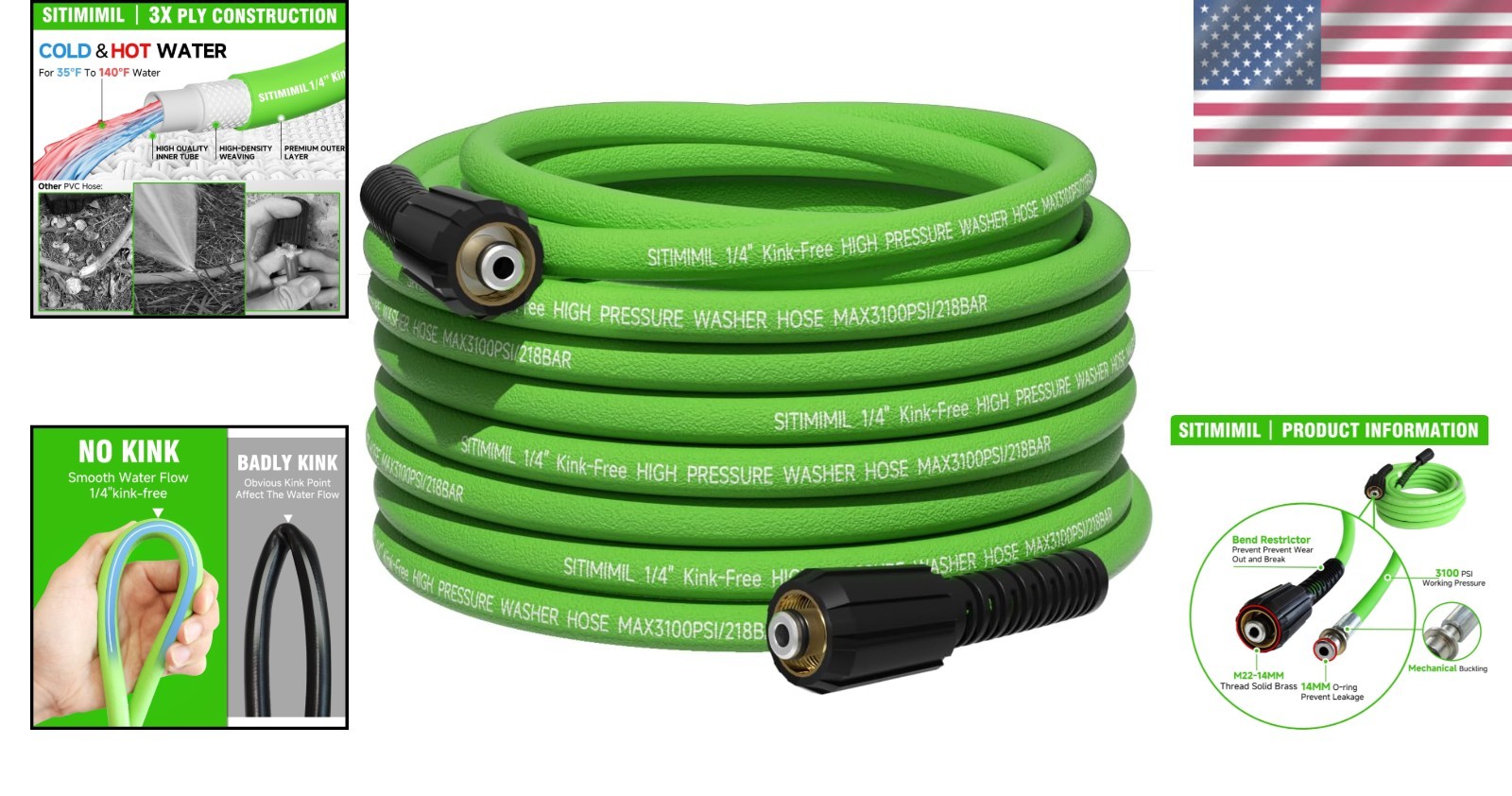 Professional 25 FT Kink Resistant Pressure Washer Hose – 3100 PSI Durability