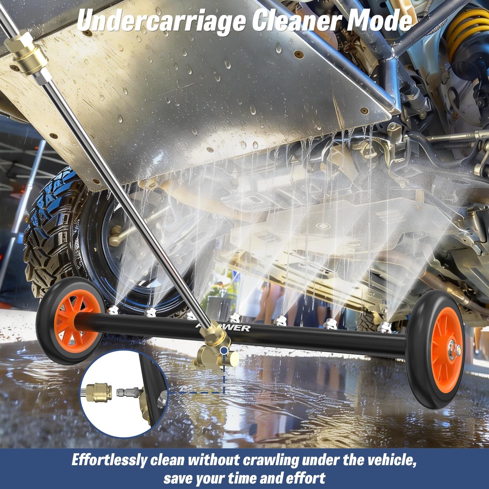 Pressure Washer Undercarriage Cleaner Water Broom 24 Inch 4000 PSI 3 Extension W