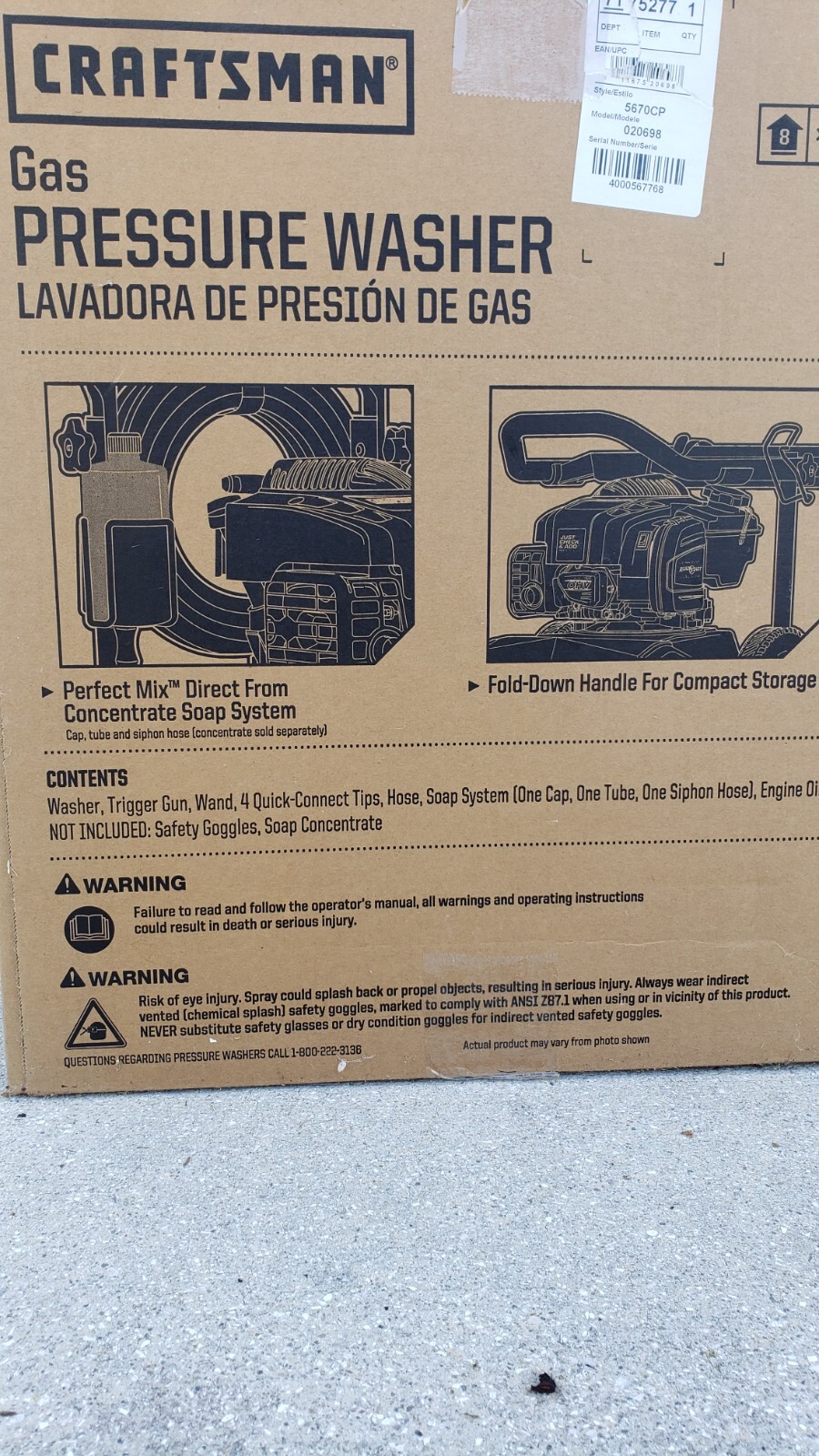 2700 psi Craftsman 2.1 GPM Gas Pressure Washer