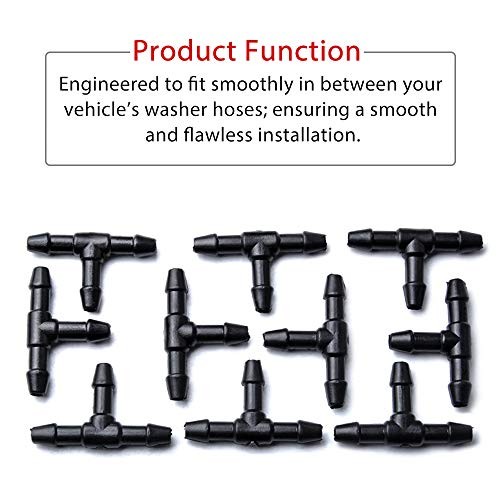 Windshield Washer Hose Connectors, Universal Wiper Hose Connector 10PCS T-Type