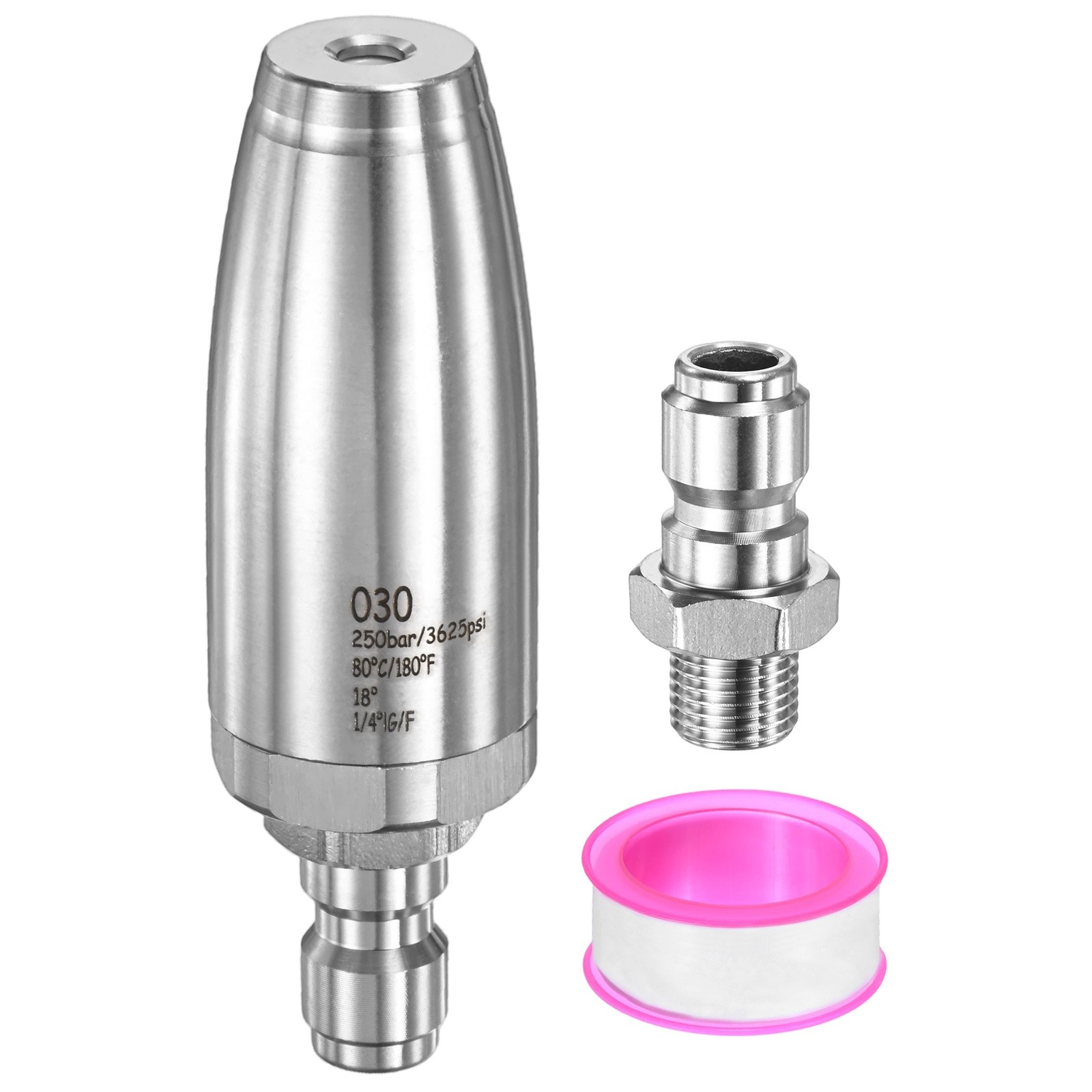 3-Pack Pressure Washer Turbo Nozzle Tips Set, 360° Rotating, 3 GPM [Silver]