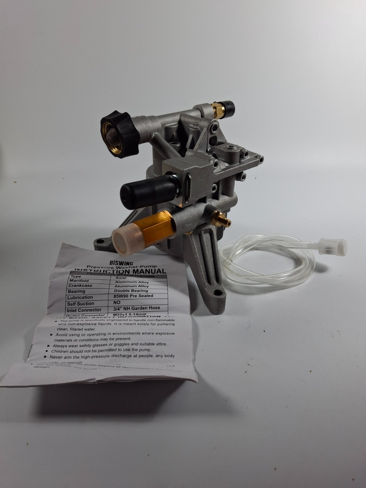 Biswing Pressure Washer Pump, 7/8″ Shaft Vertical Plunger, 3400 PSI Max, 2.5 GPM