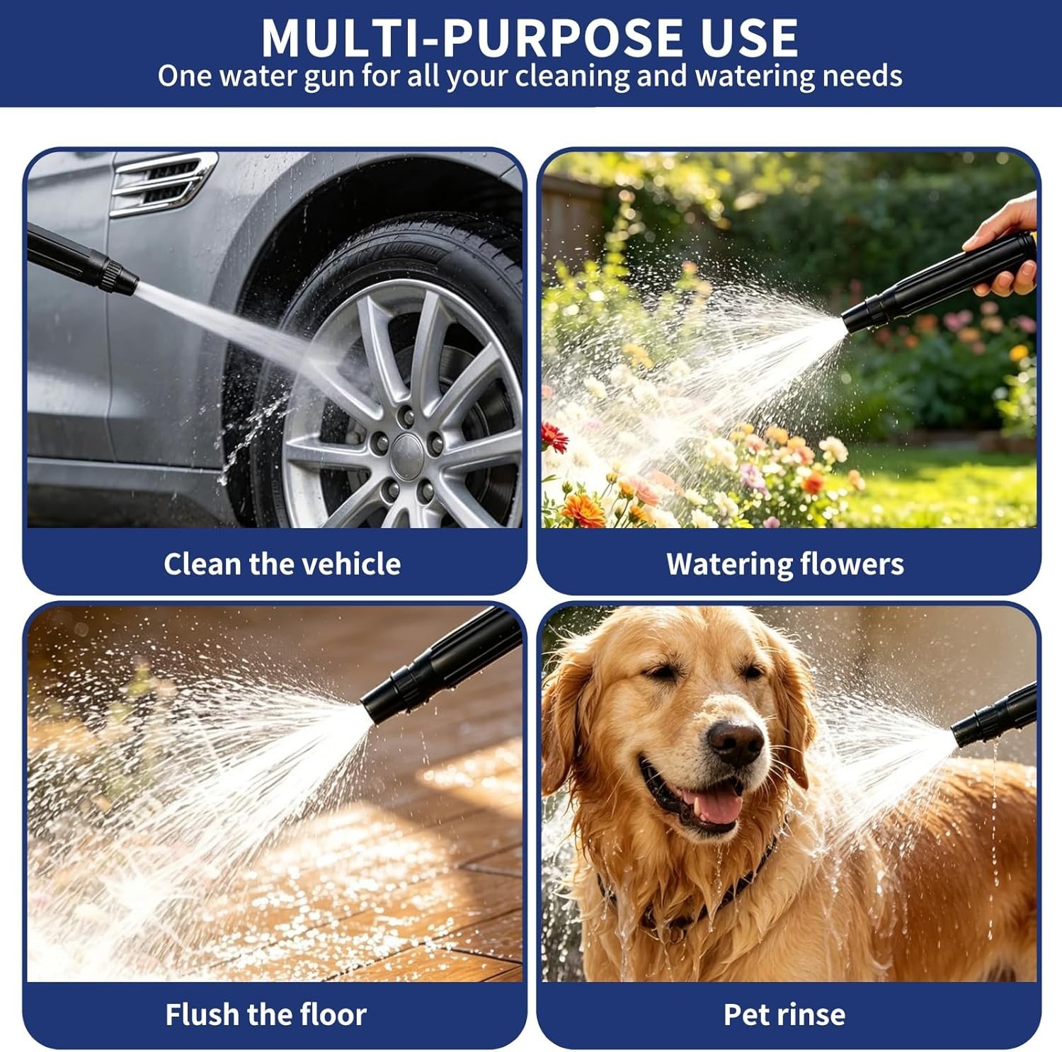 Adjustable 3000PSI Car Wash Water Gun – Durable Aluminum & Multi-Purpose Use