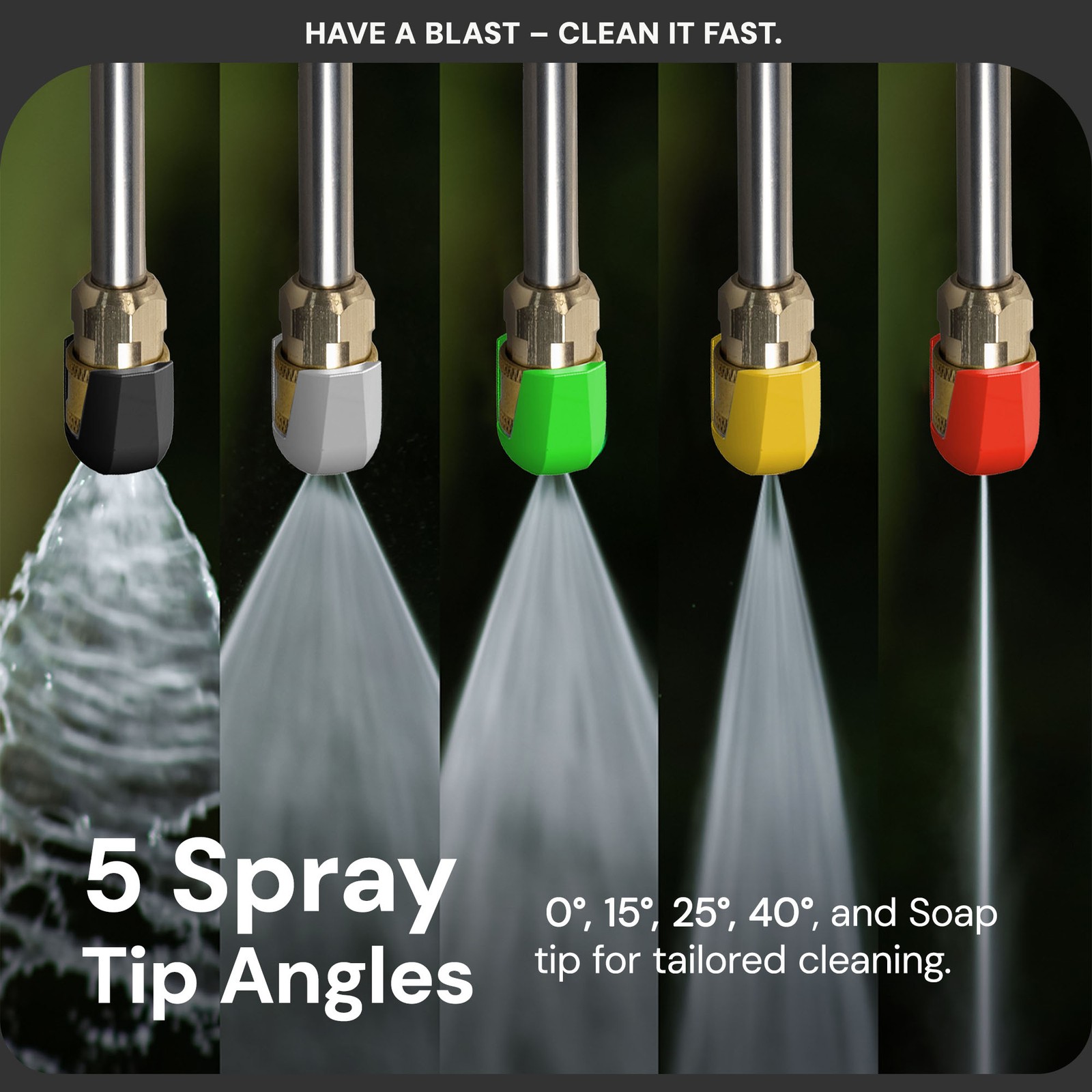 Sun Joe 5 Pack Electric Pressure Washer Quick-Connect Spray 5-Tip Set, 2030 PSI