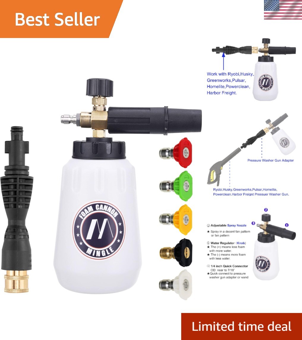 Lightweight Foam Cannon for Maximum Cleaning Power – 1 Liter Capacity & 3000 PSI
