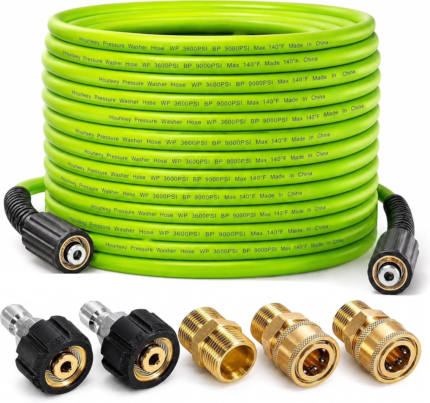 Versatile 1/4″ Quick Connect 50 FT Pressure Washer Hose, 3600 PSI & Adapters