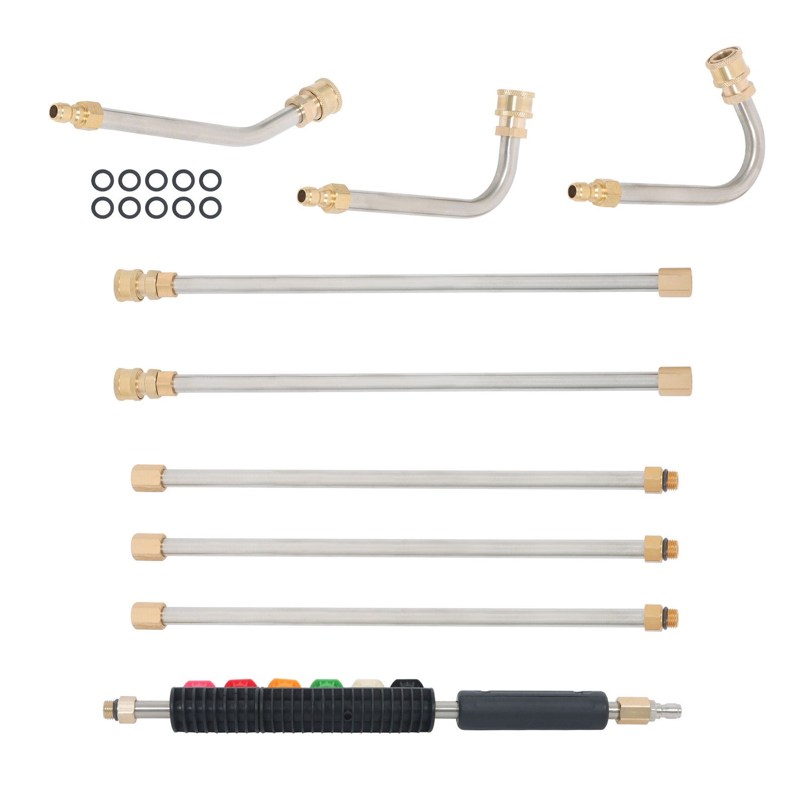 9-Piece Set Of High Pressure Water Gun 1/4’’Quick Connect 4000 PSI Extension Rod