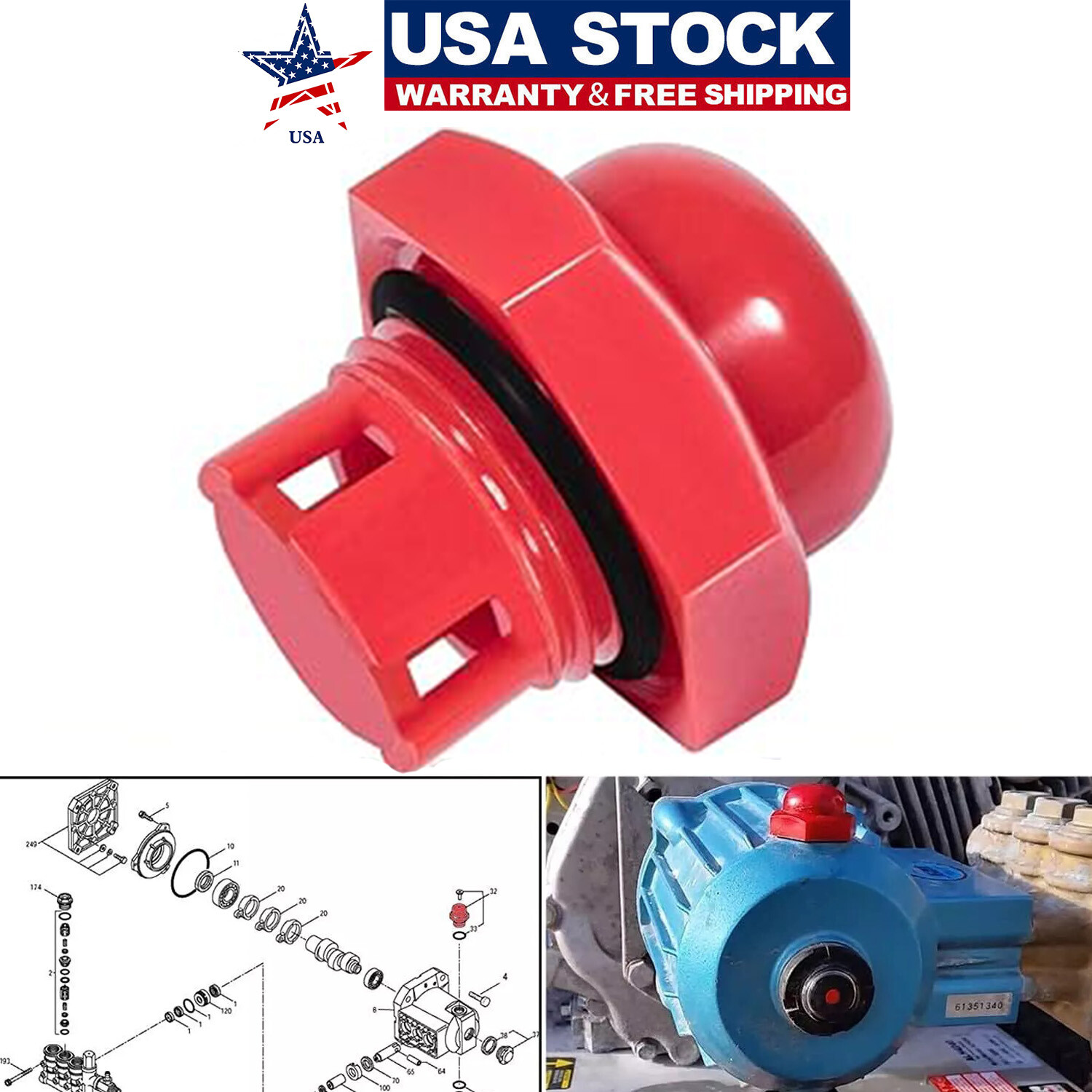 Oil Fill Cap for Dewalt Pressure Washers 514009761 DH3028 DH4240 DXPW60603 Type0