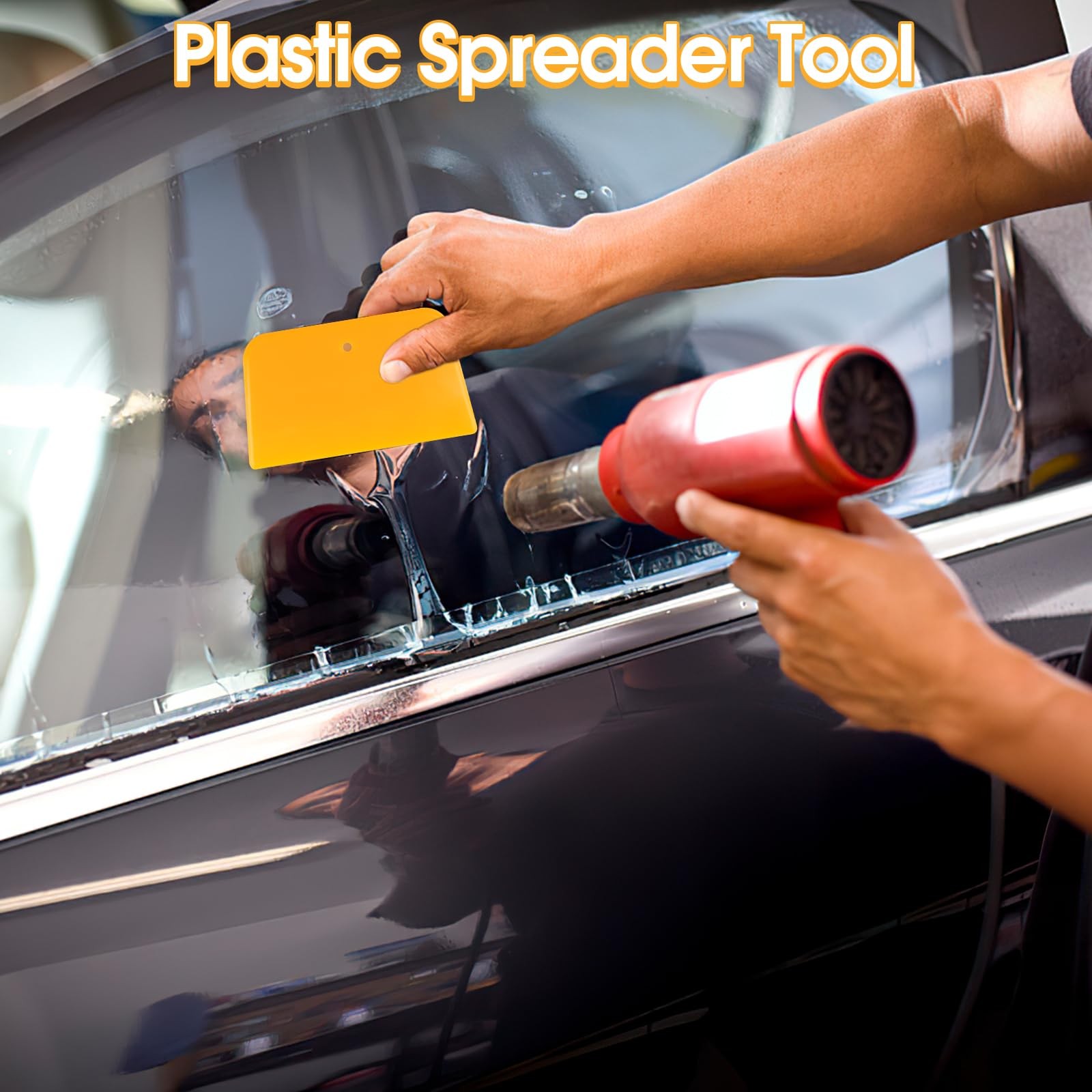 PEASUG Body Filler Spreader, 9 Pack Reusable Plastic 4″, 5″ and 6″, orange