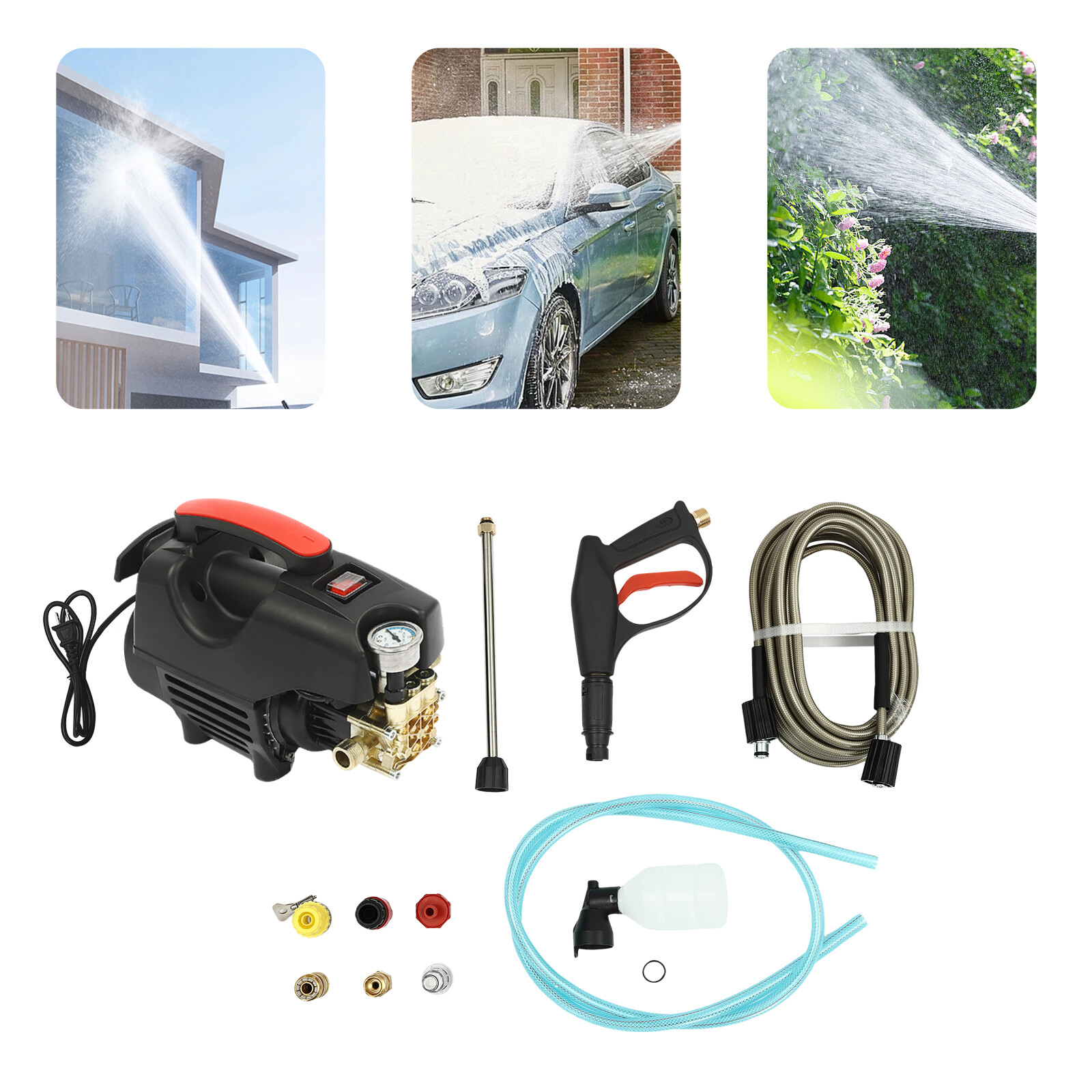 Portable Electric High Pressure Washer 1400w Brushless Aluminum Motor 2800rpm