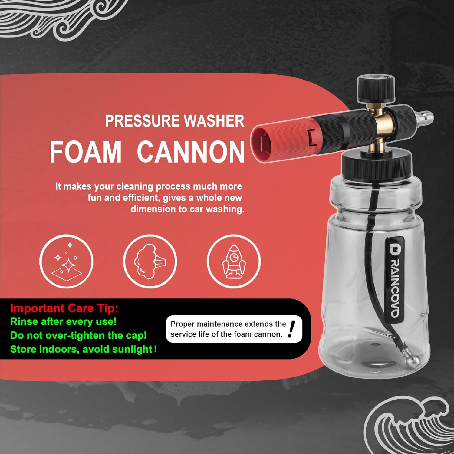 Foam Cannon Wide Mouth for Pressure Washer, Thick Snow Foam Lance for Car Wash,