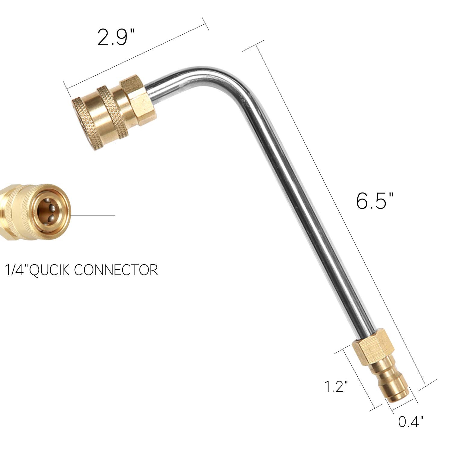7 Inch 90 Degree Washer Extension Gutter Cleaner Attachment 1/4″ Quick Connect