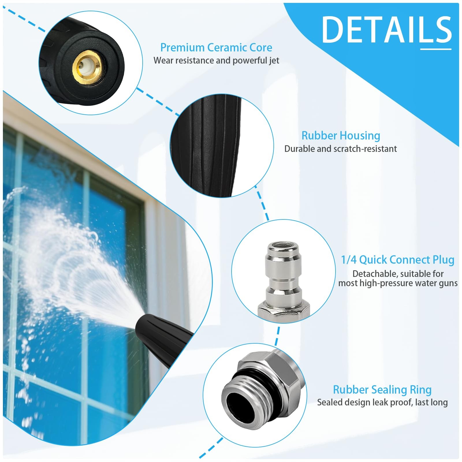 Xaxuqtu Turbo Nozzle Pressure Washer Tips, Max 4000 PSI, 3.95 inches, Black