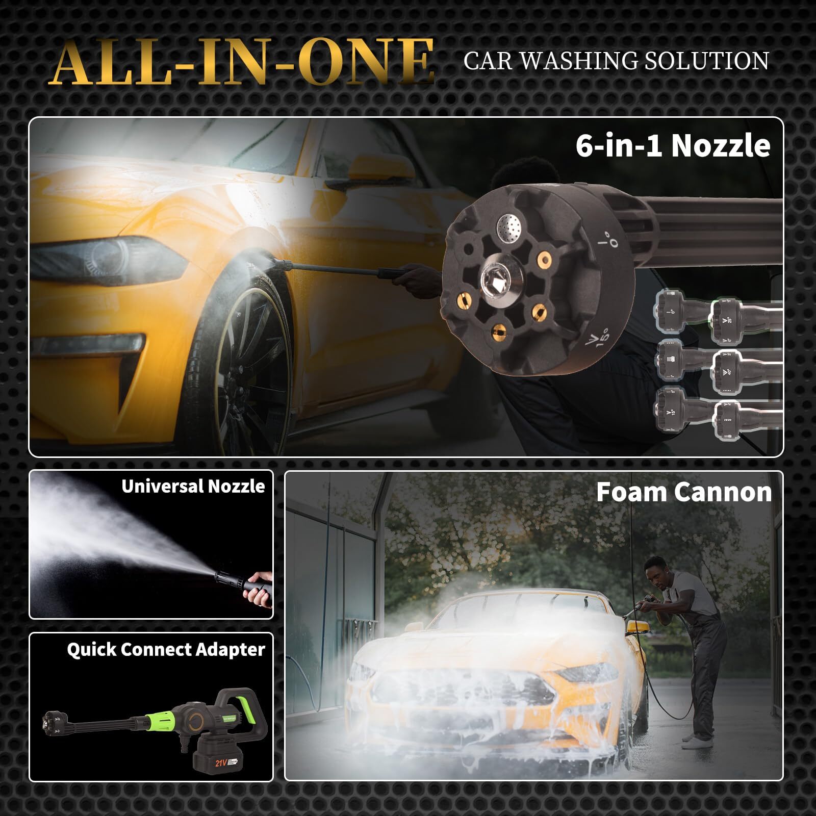 6 in 1 High Pressure Wash Water Gun 3-Speed Adjustment 652 PSI Power Cleaner
