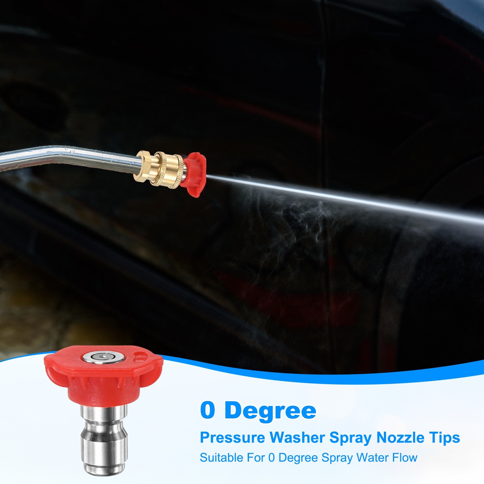 7-Pack Pressure Washer Nozzle Tips with Holder, 0 Degrees Nozzle, Orifice 4.0