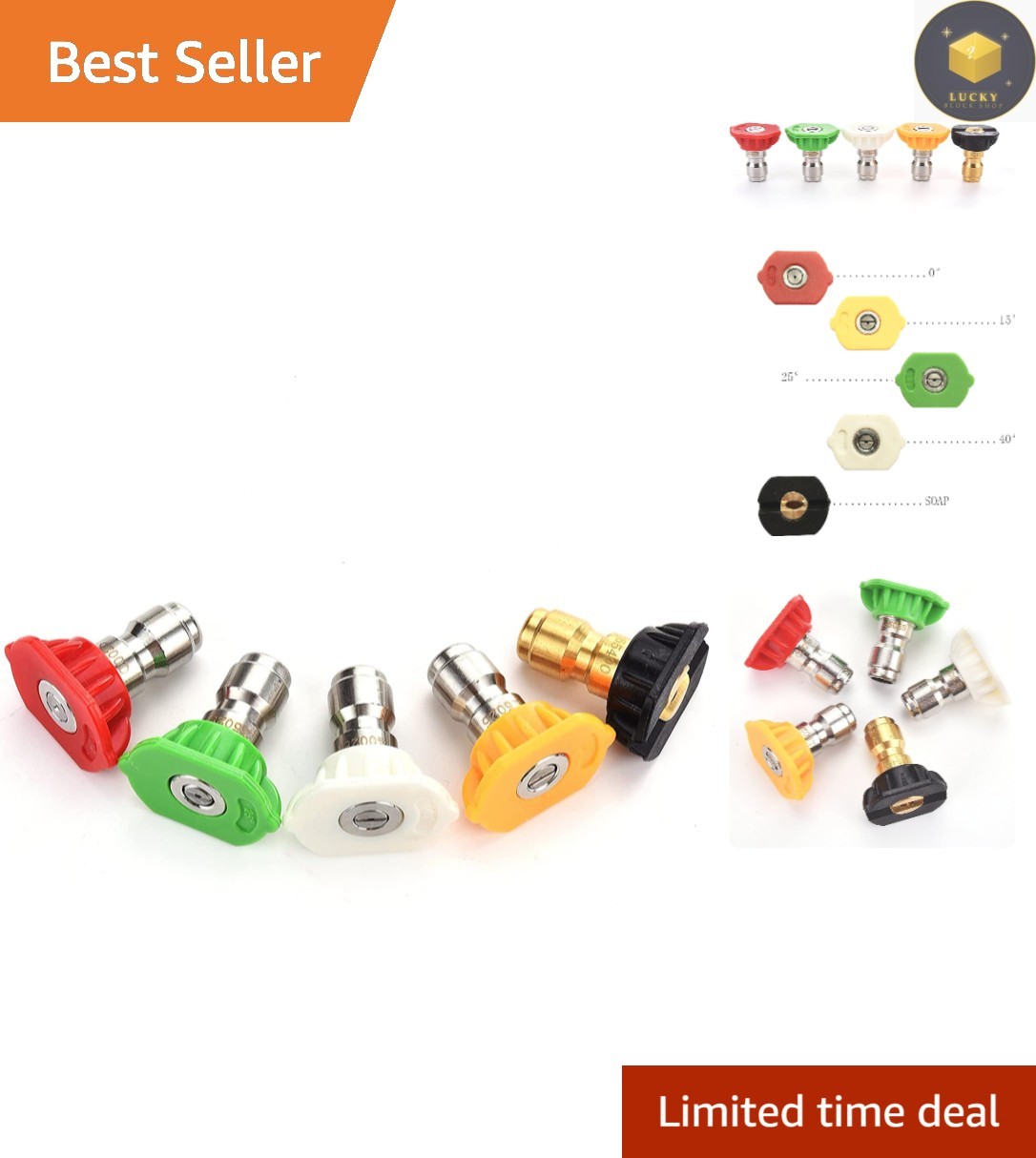 5-Pack Pressure Washer Spray Nozzle Set – Quick-Connect & 2.5 Orifice