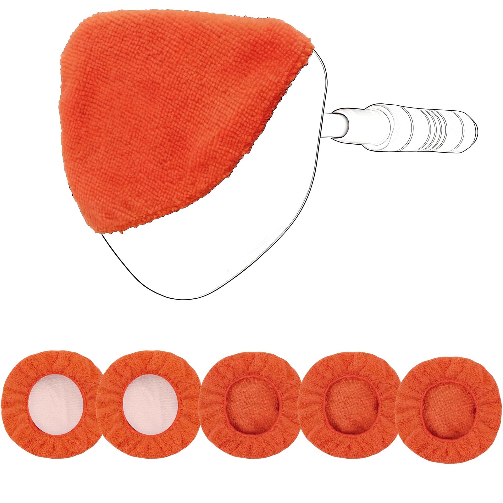 XINDELL 5 Pack Windshield Cleaner Microfiber Pads – Triangle, Crimson Orange