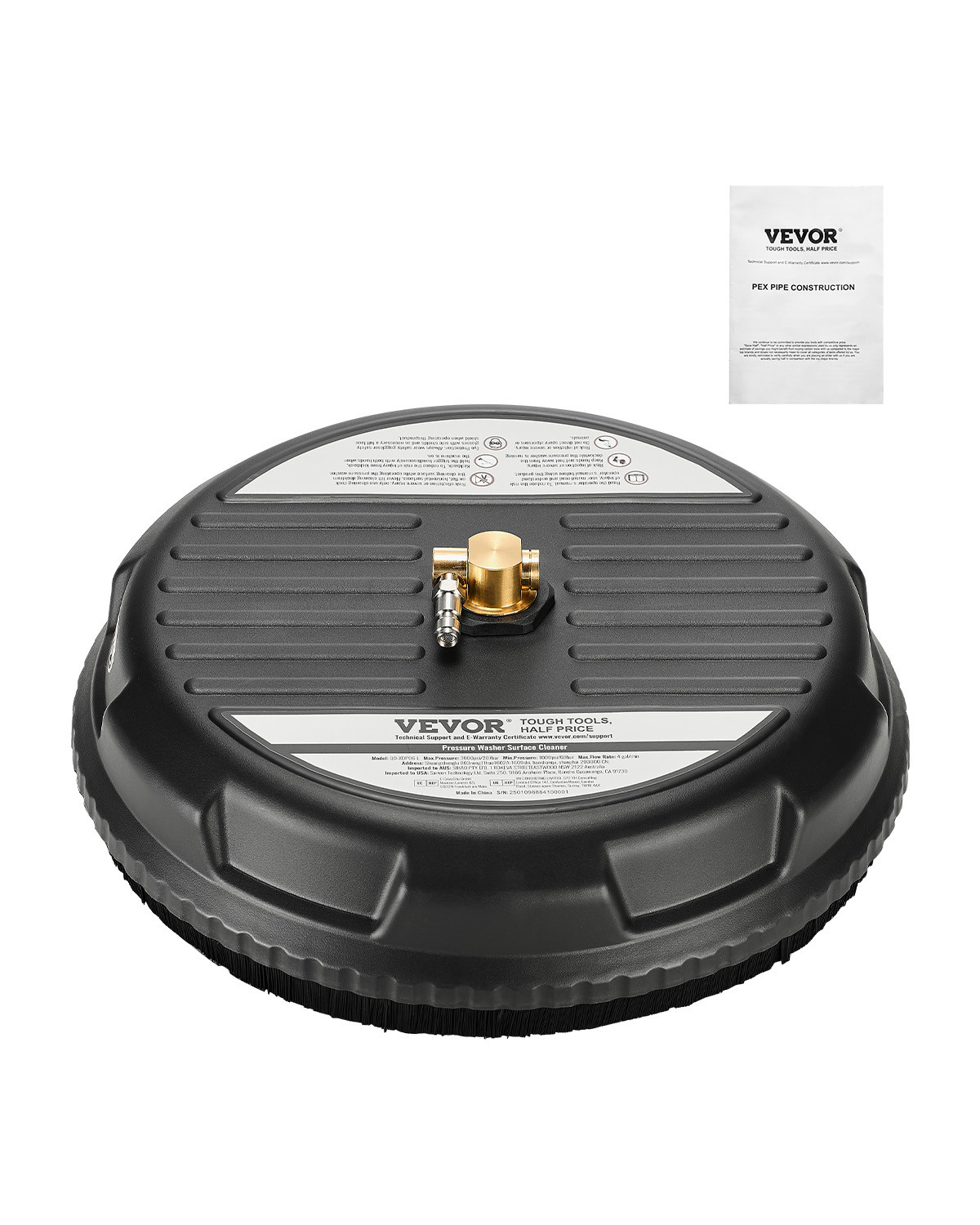 15″ Pressure Washer Surface Cleaner 4 Wheels 4000 Max PSI Plastic Black