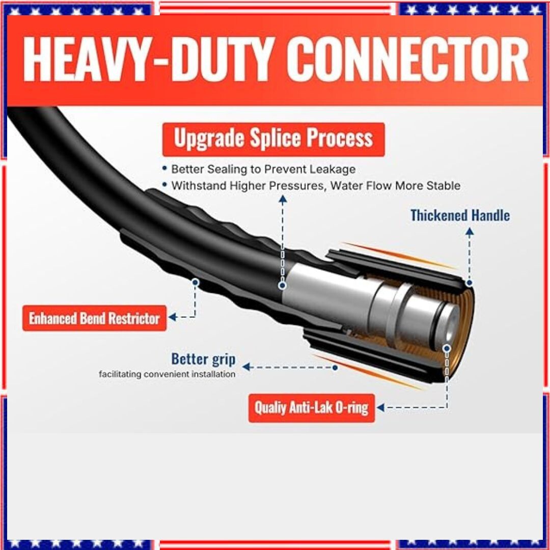 25-Foot Pressure Washer Hose for 3000Psi Craftsman Generac Greenworks Dusichin