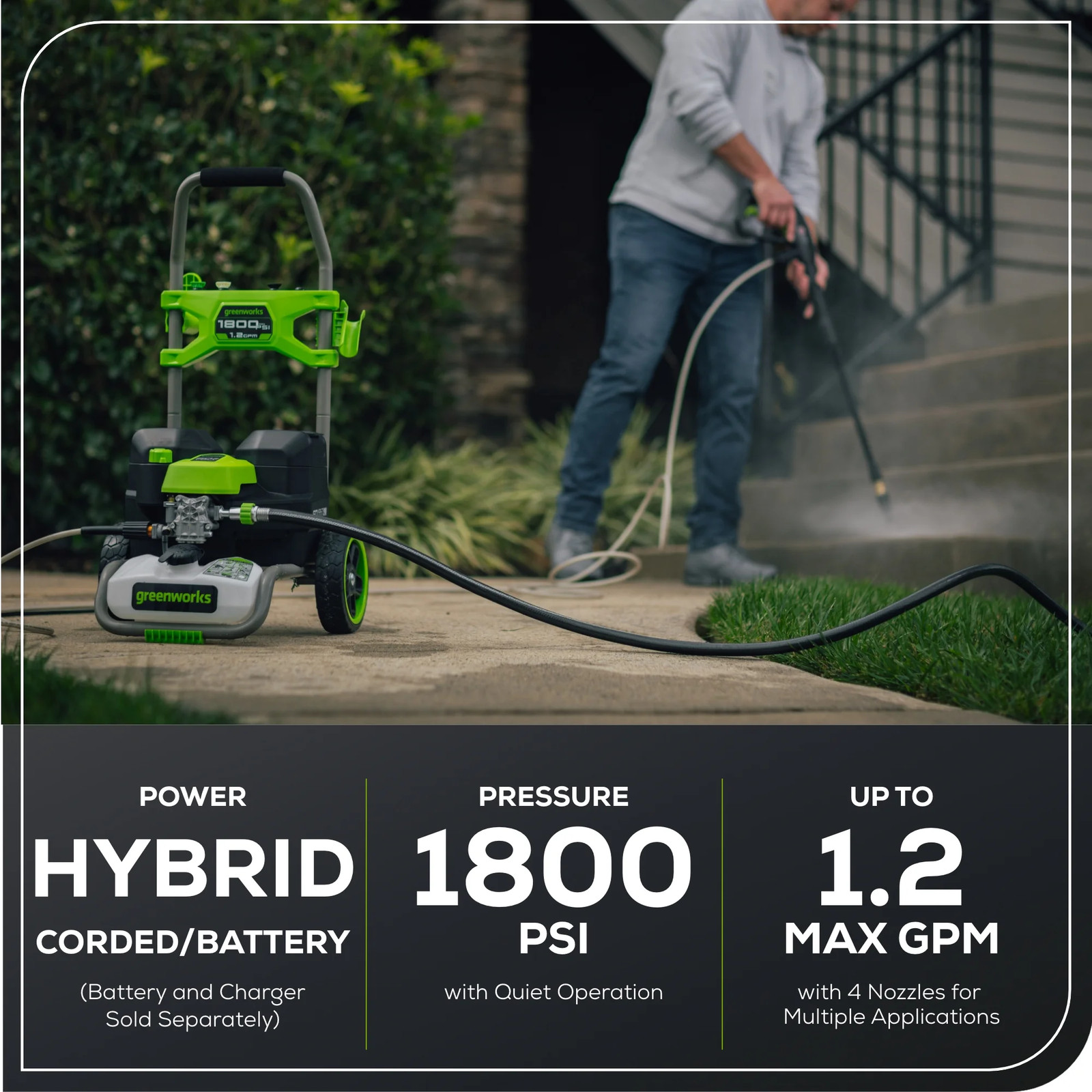 Hybrid 60V 1800 PSI at 1.2 GPM Electric Cold Water Pressure Washer 5109402T