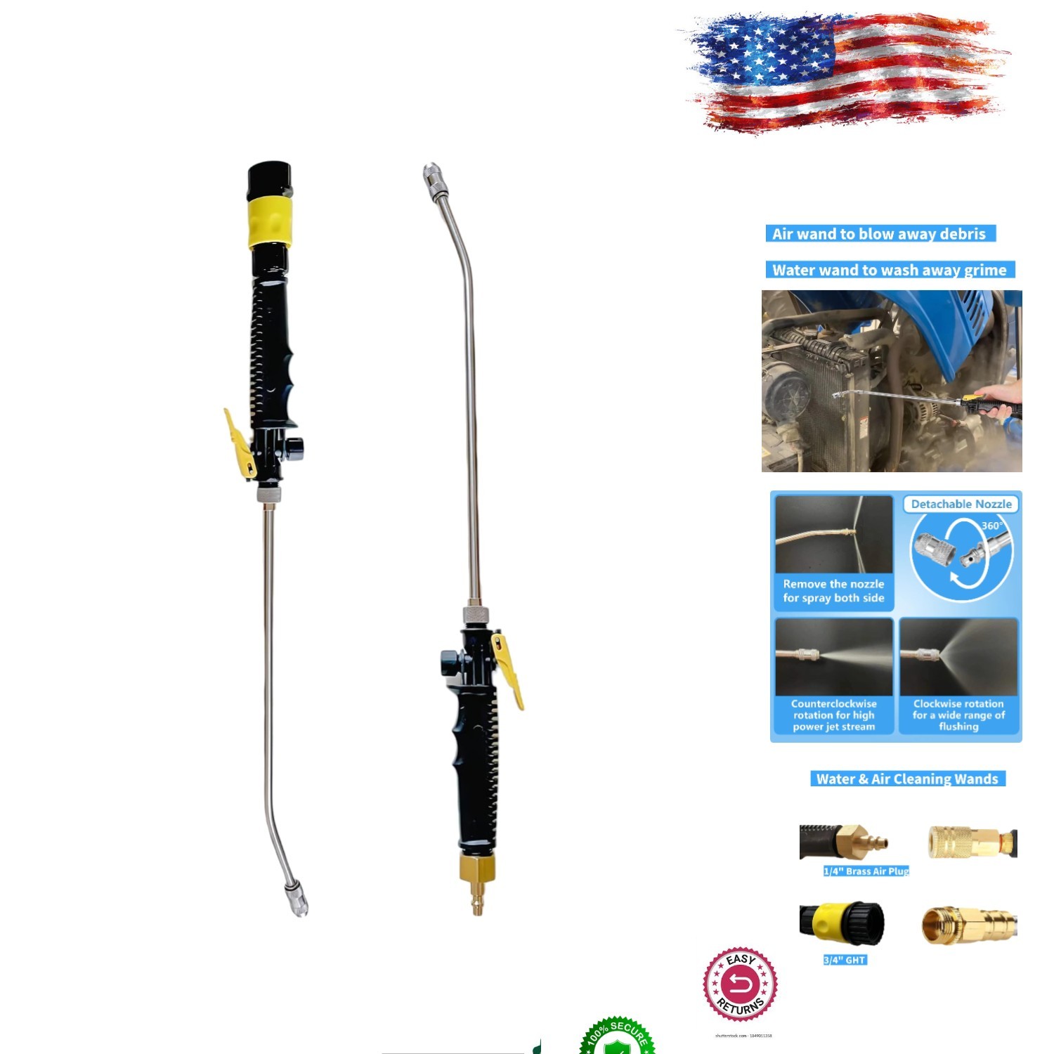 Multi-Port Stainless Steel Cleaning Wands – Perfect for Agriculture & Automotive