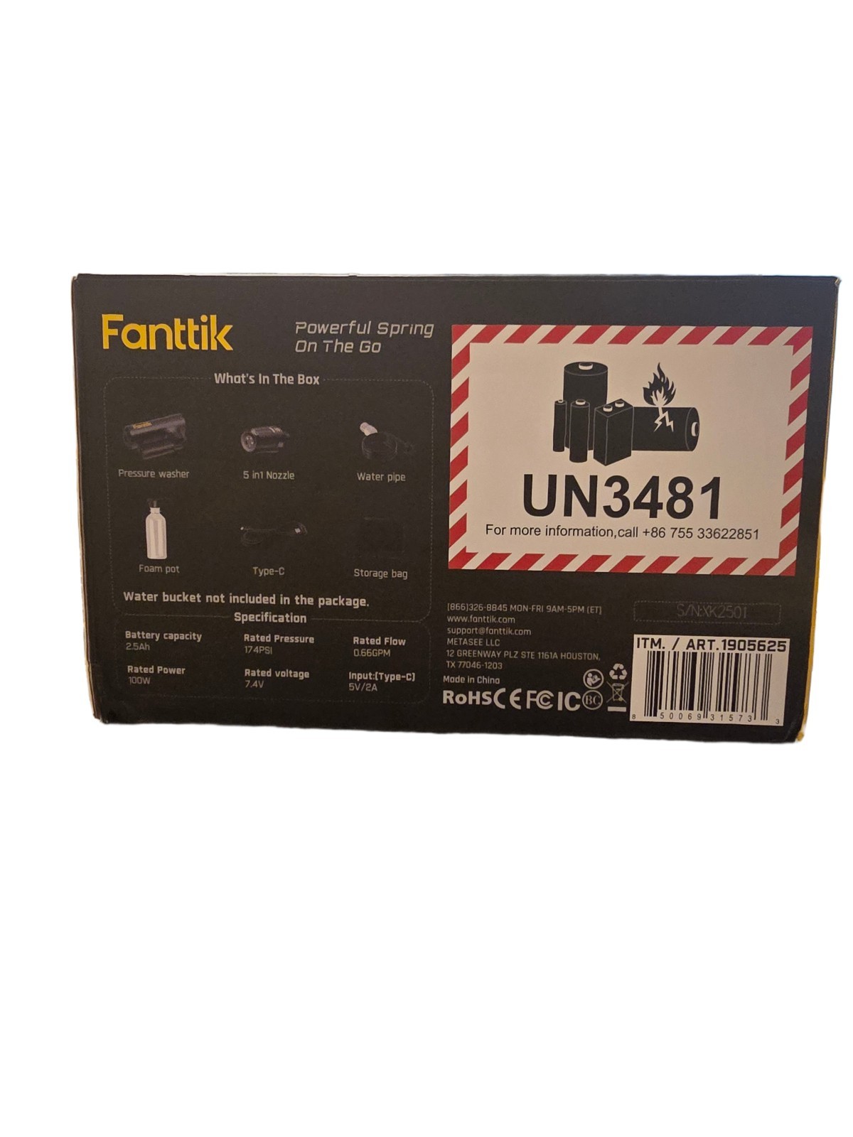 Fanttik K100 Flip Cordless Pressure Washer 174 PSI Portable Lithium Battery New