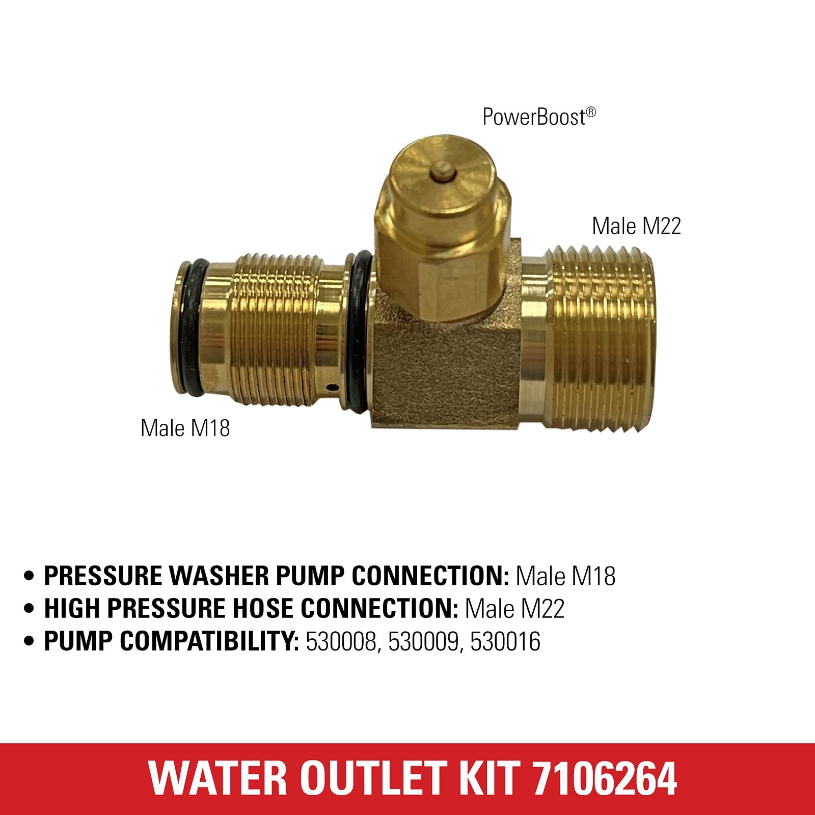 Replacement Water Outlet Kit for AAA Pressure Washer Pumps, M22, Gold – High Pre