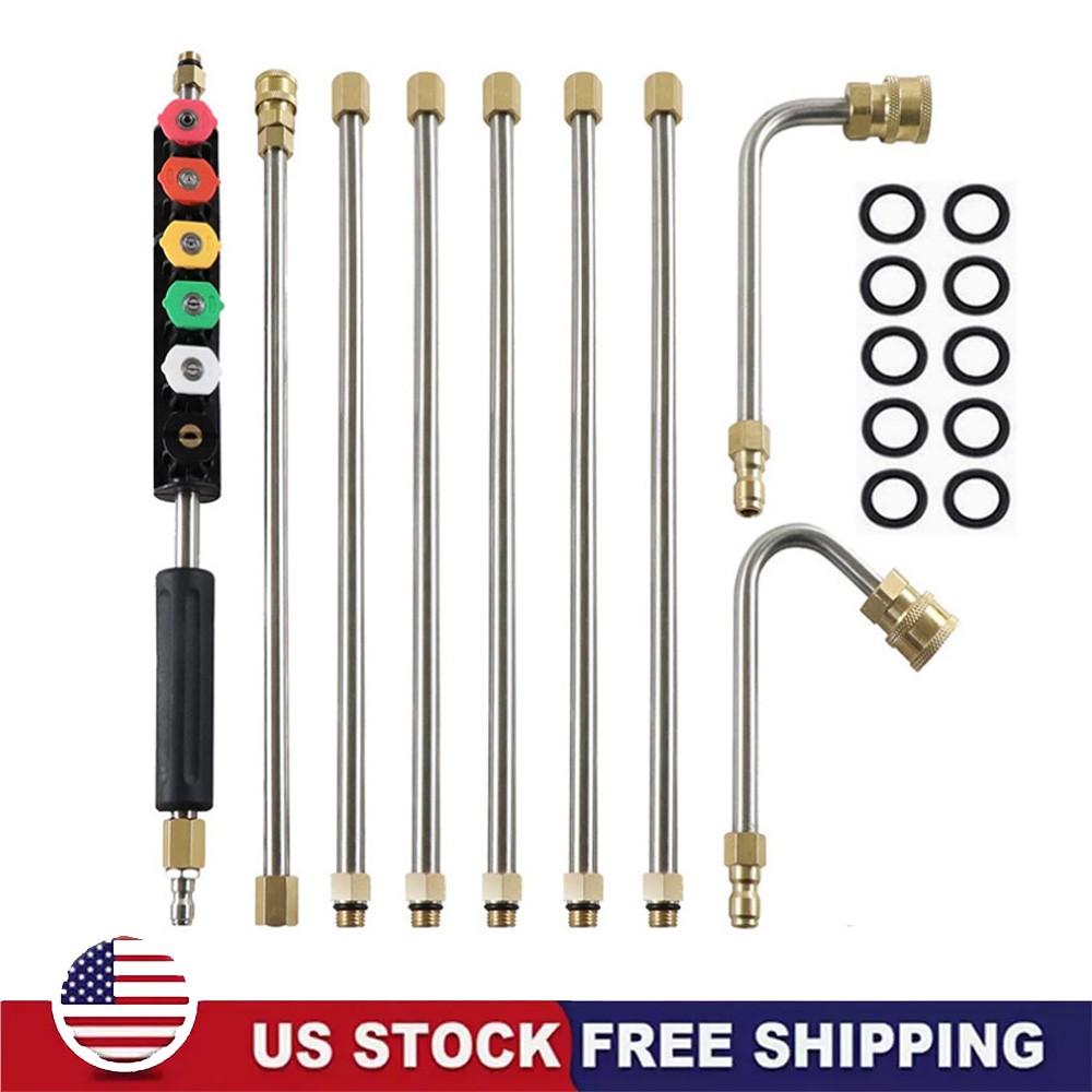 Extension Wand Lance Rod 4000 psi 6pcs Spray Nozzle Gutter Cleaning Tool 9.5FT
