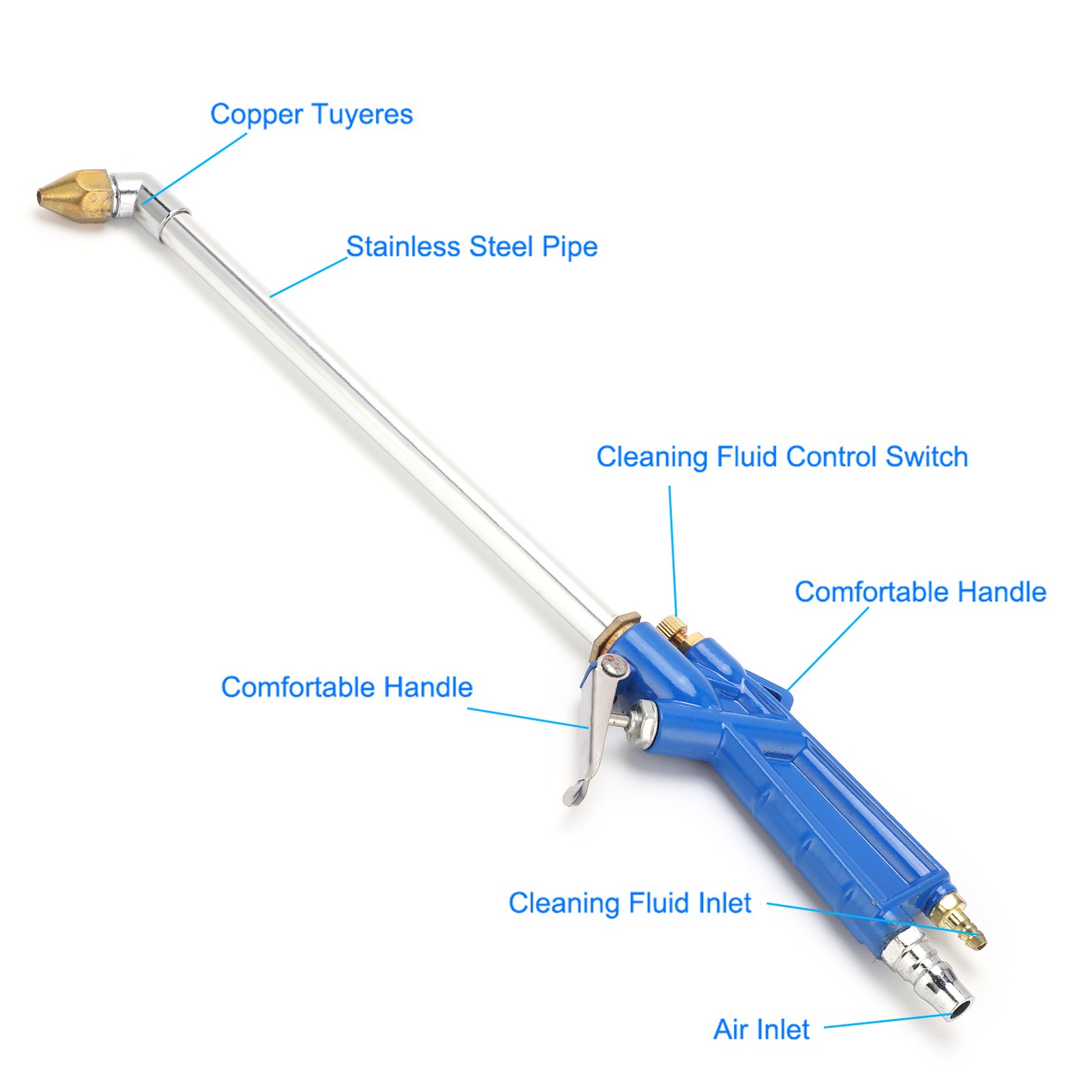 Car Washer Water Spray Gun Steel With 120cm/47in Long Hose Universal For Engine