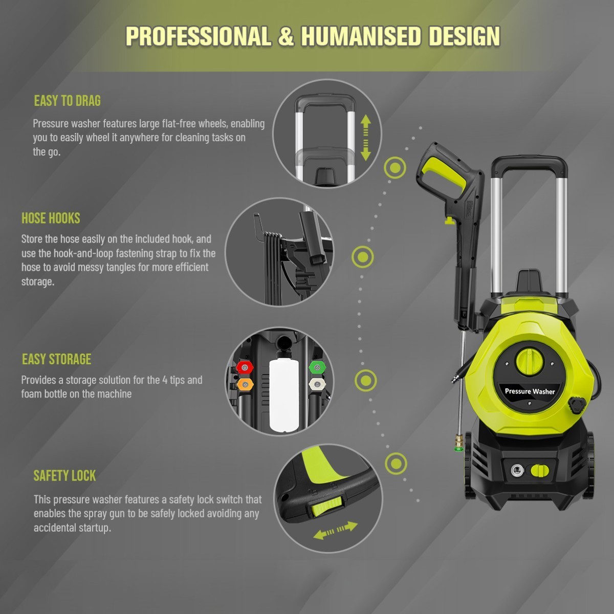 Pressure Washer 4200PSI 2.5GPM, Steel Lance, 500ML Foam Cannon, for Driveway